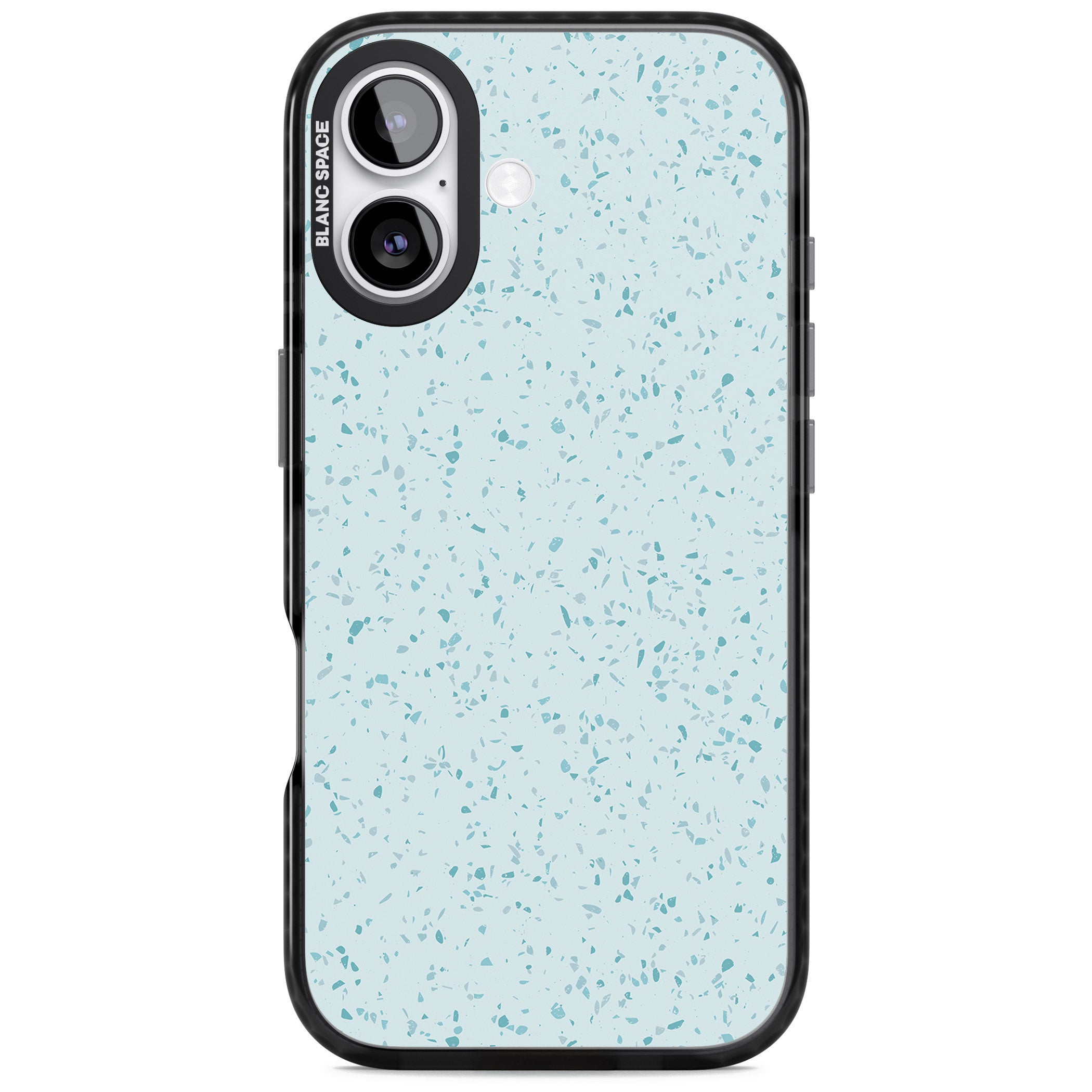 Light Blue Terrazzo Pattern iPhone 17 Impact Pro Black Phone Case