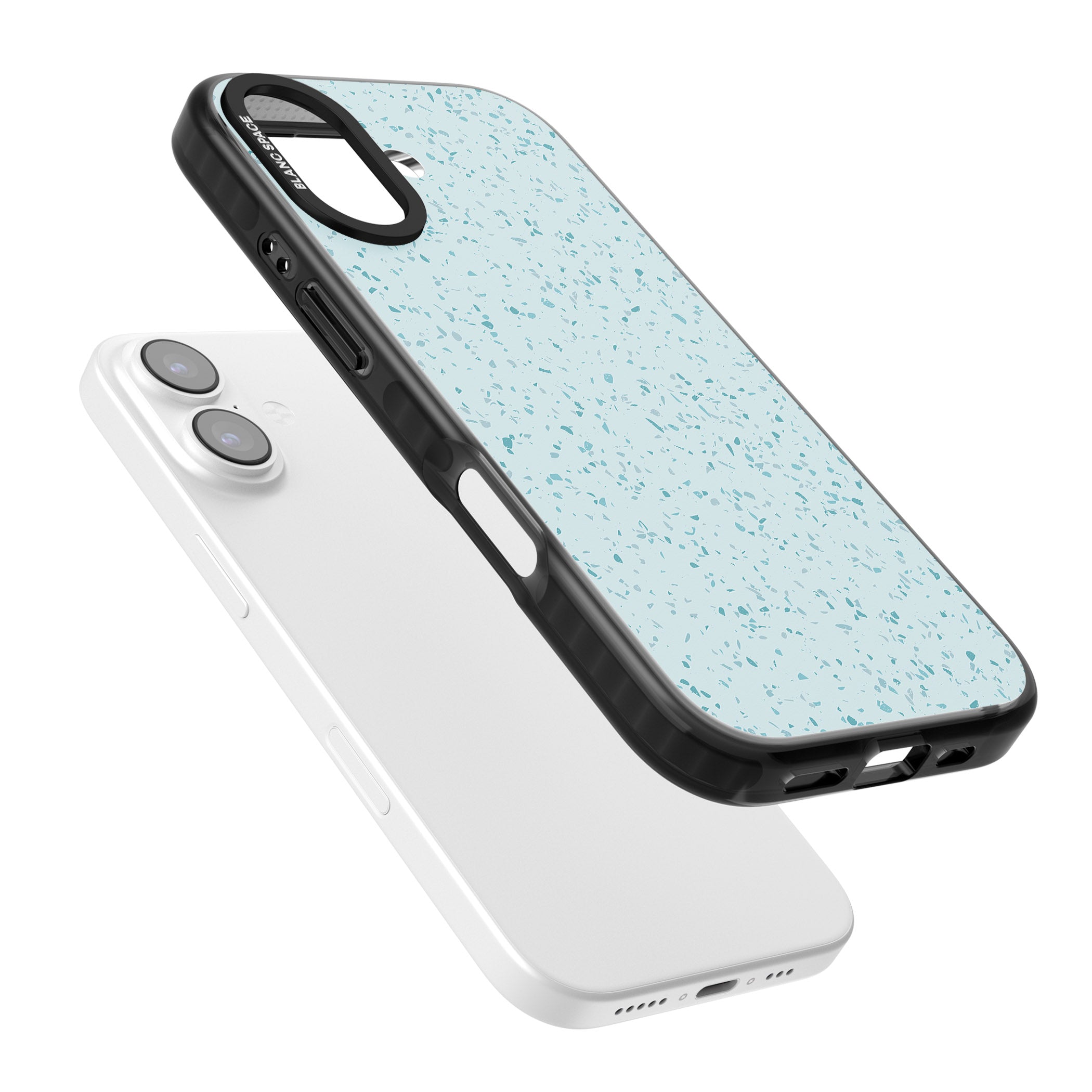 Light Blue Terrazzo Pattern iPhone 17 Impact Pro Black Phone Case Colours