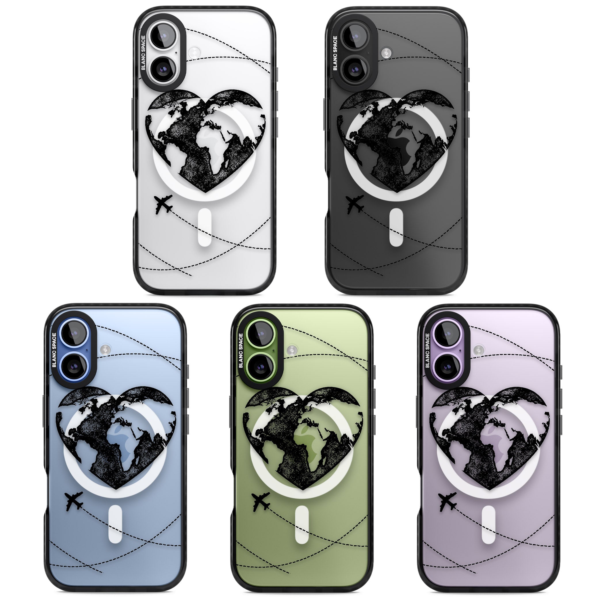 Globe Heart iPhone 17 Impact Pro Black Phone Case APT Impact Protection