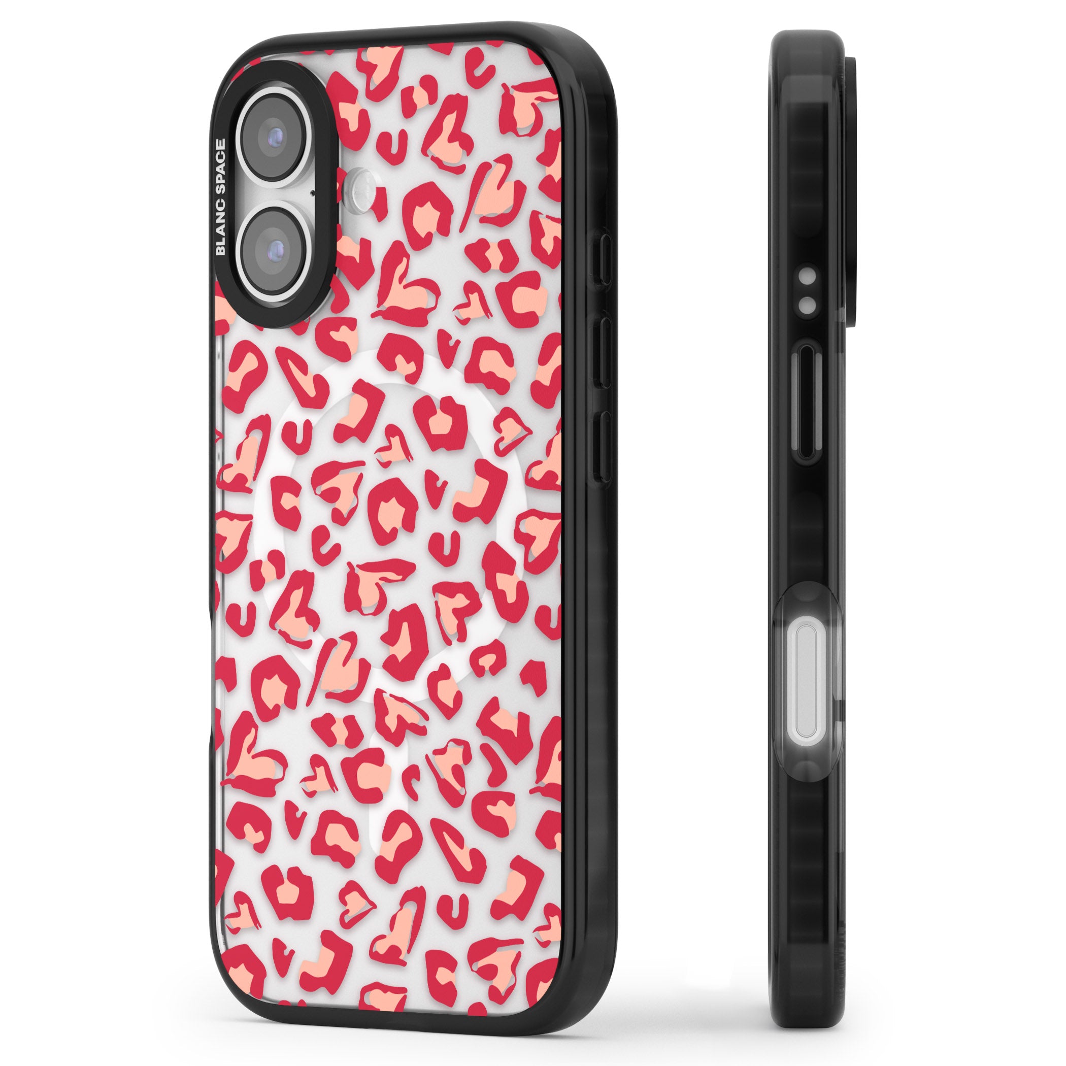 Heart Leopard Print iPhone 17 Impact Pro Black Phone Case Side Profile