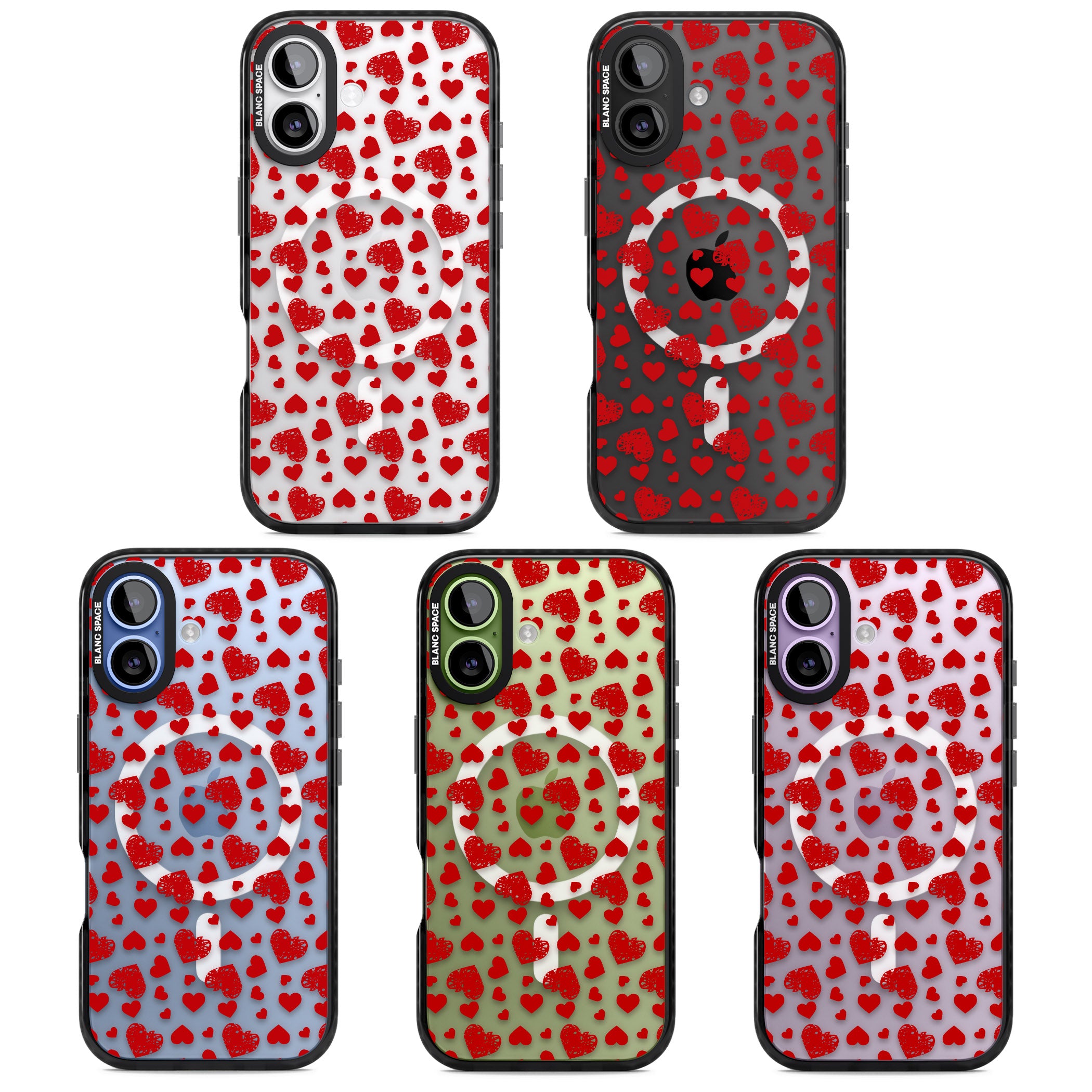 Red Heart Pattern Classic iPhone 17 Impact Pro Black Phone Case APT Impact Protection