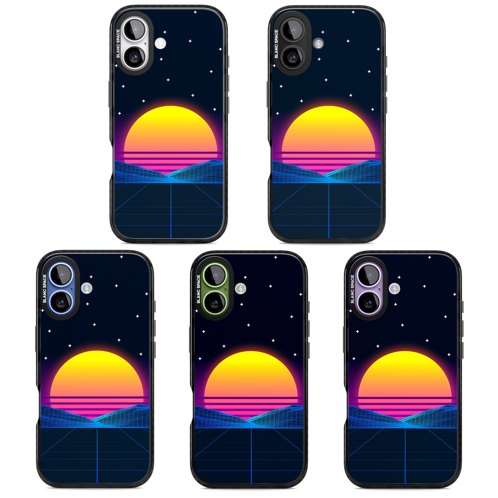 Retro Sunset Vaporwave iPhone 17 Impact Pro Black Phone Case APT Impact Protection