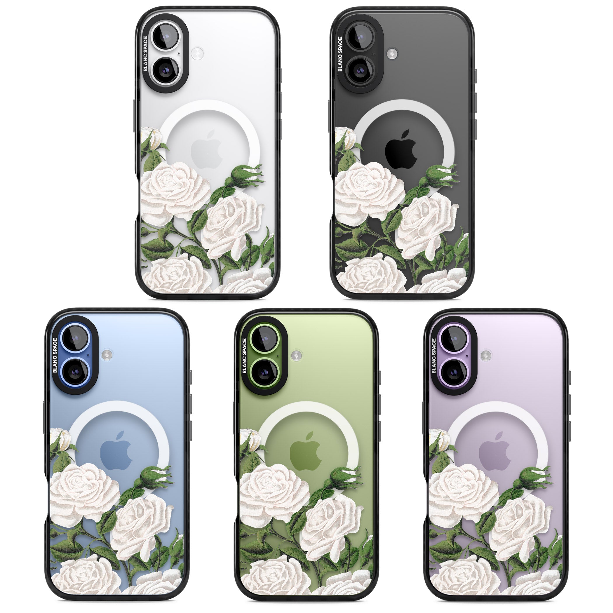 White Vintage Painted Flowers iPhone 17 Impact Pro Black Phone Case APT Impact Protection