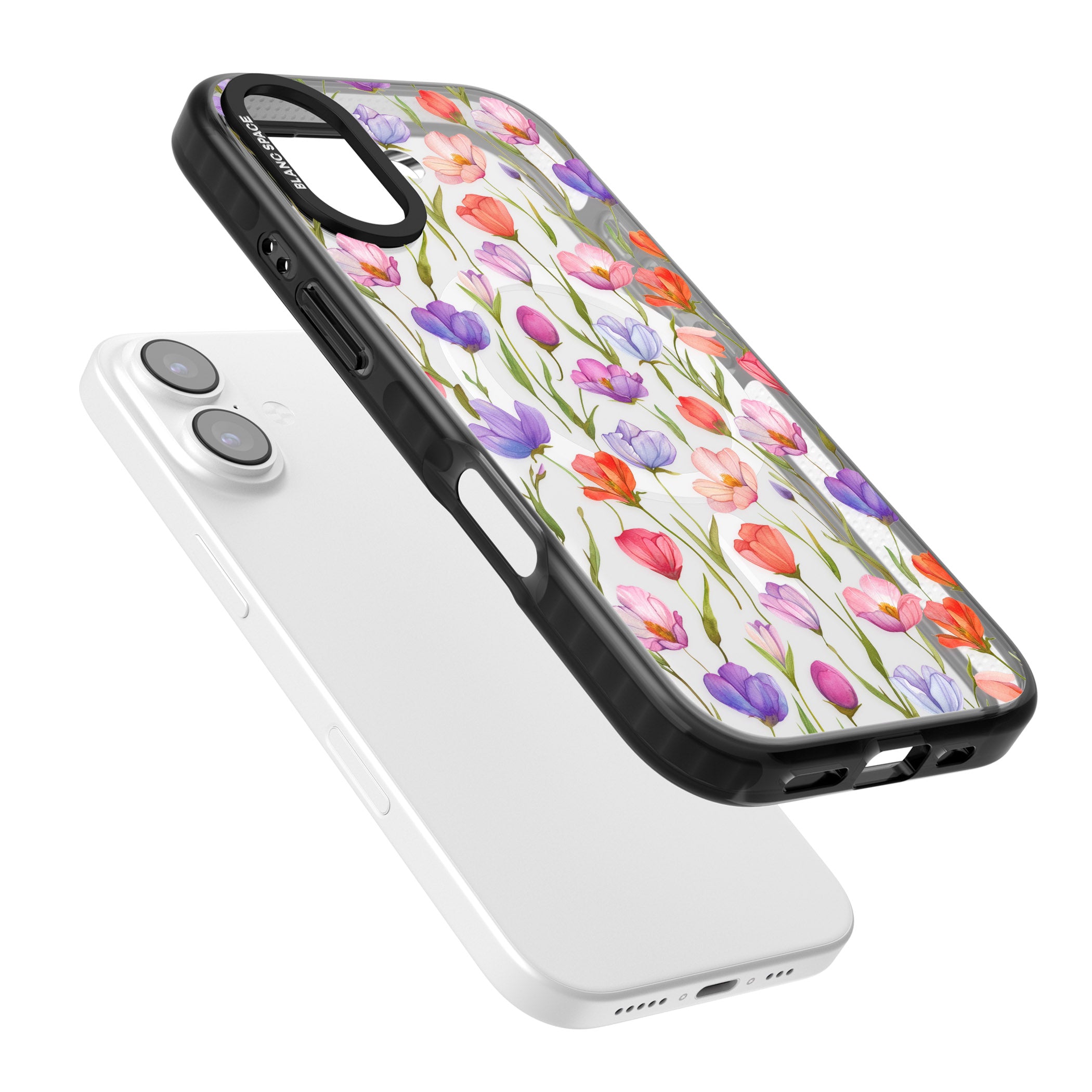 Red, Pink & Purple Flowers iPhone 17 Impact Pro Black Phone Case Colours