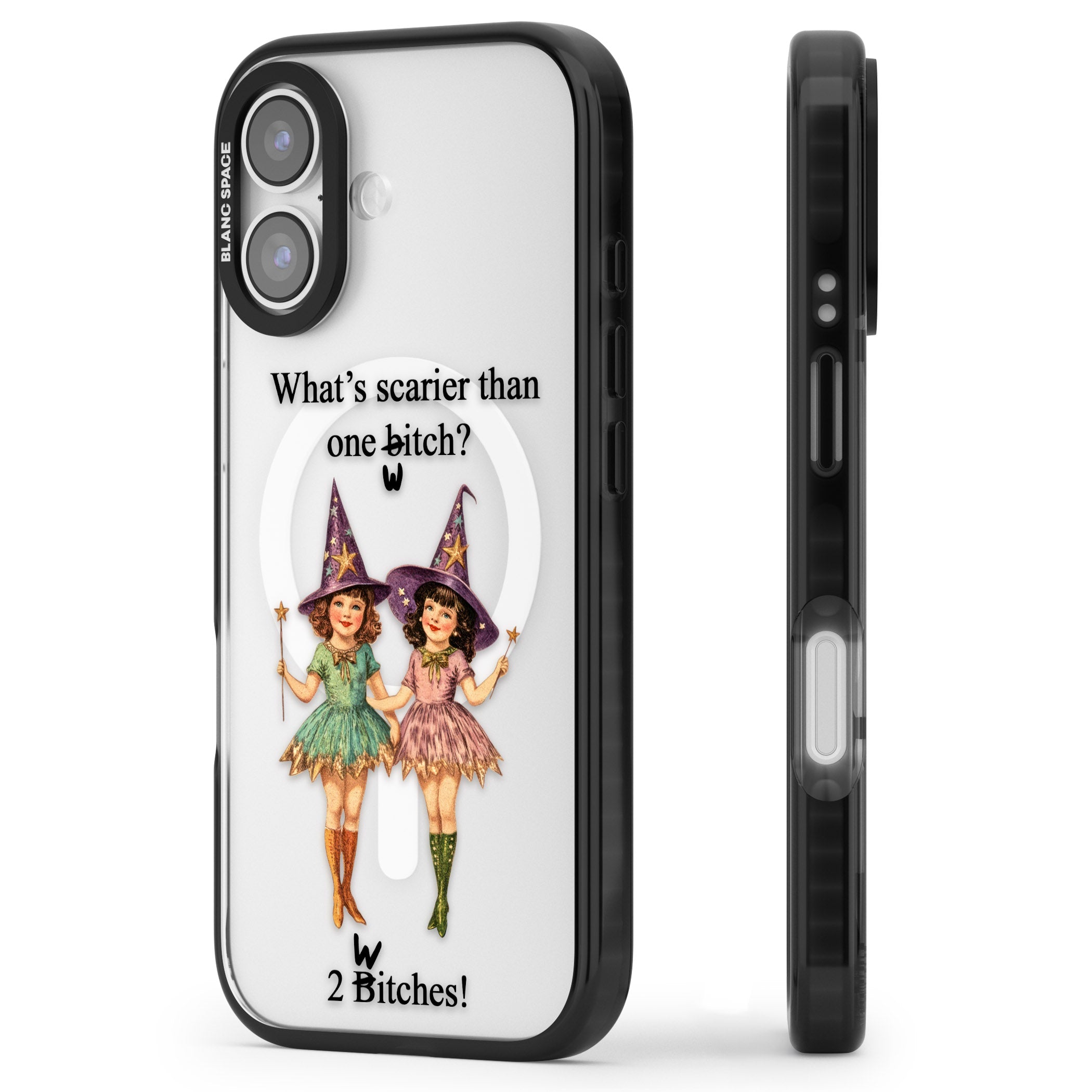 Two Witches iPhone 17 Impact Pro Black Phone Case Side Profile