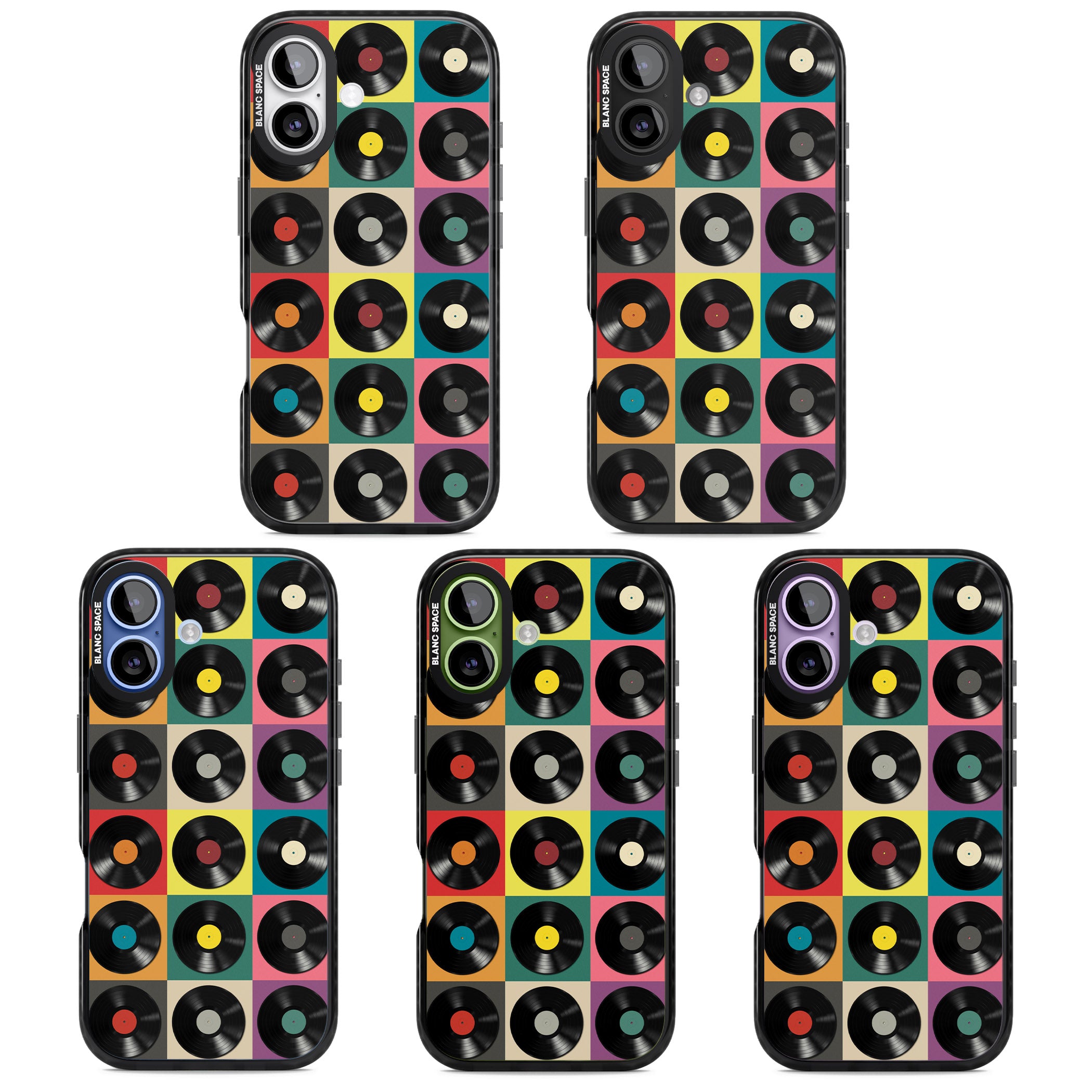 Vinyl Record Pattern iPhone 17 Impact Pro Black Phone Case APT Impact Protection