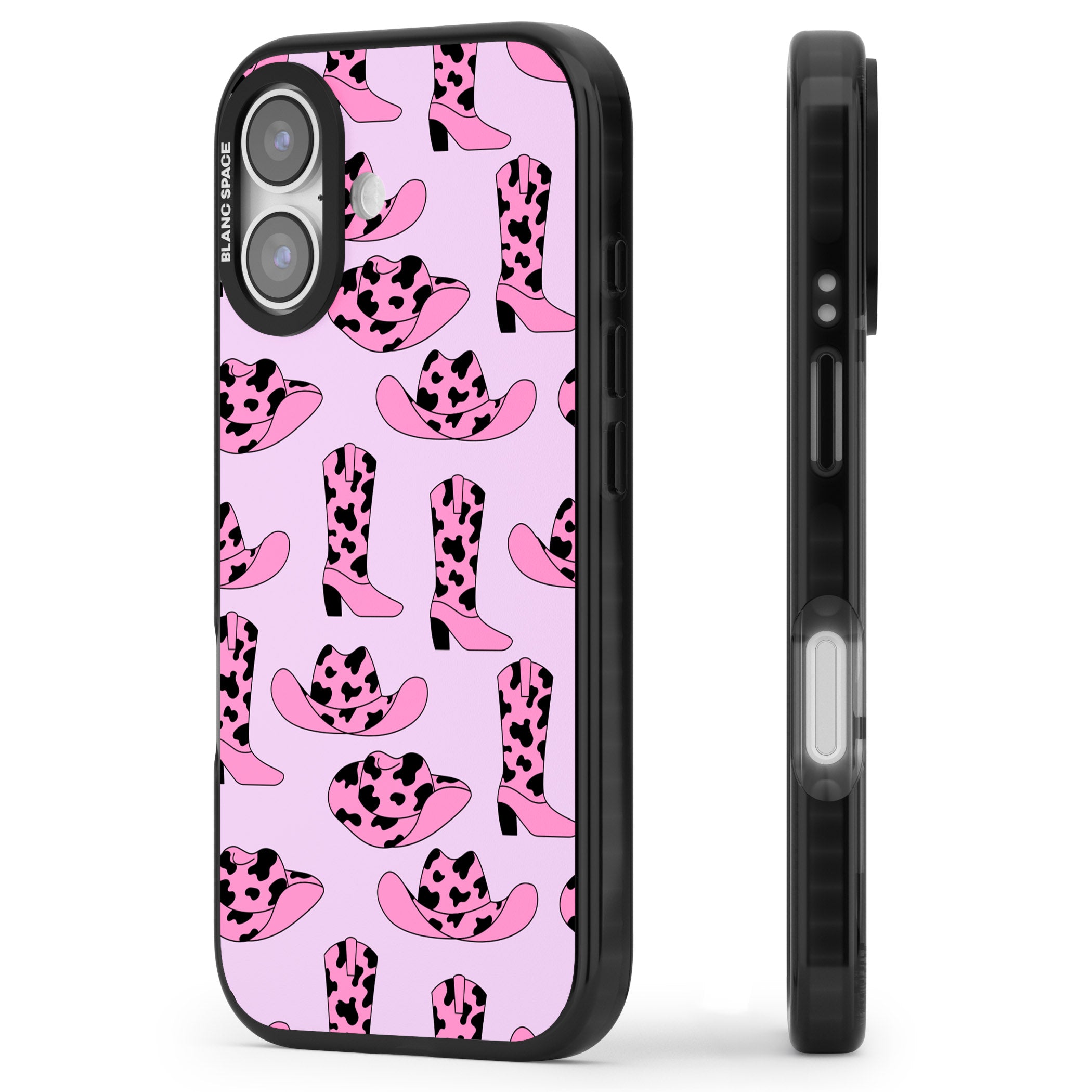 Cow Girl Pattern iPhone 17 Impact Pro Black Phone Case Side Profile