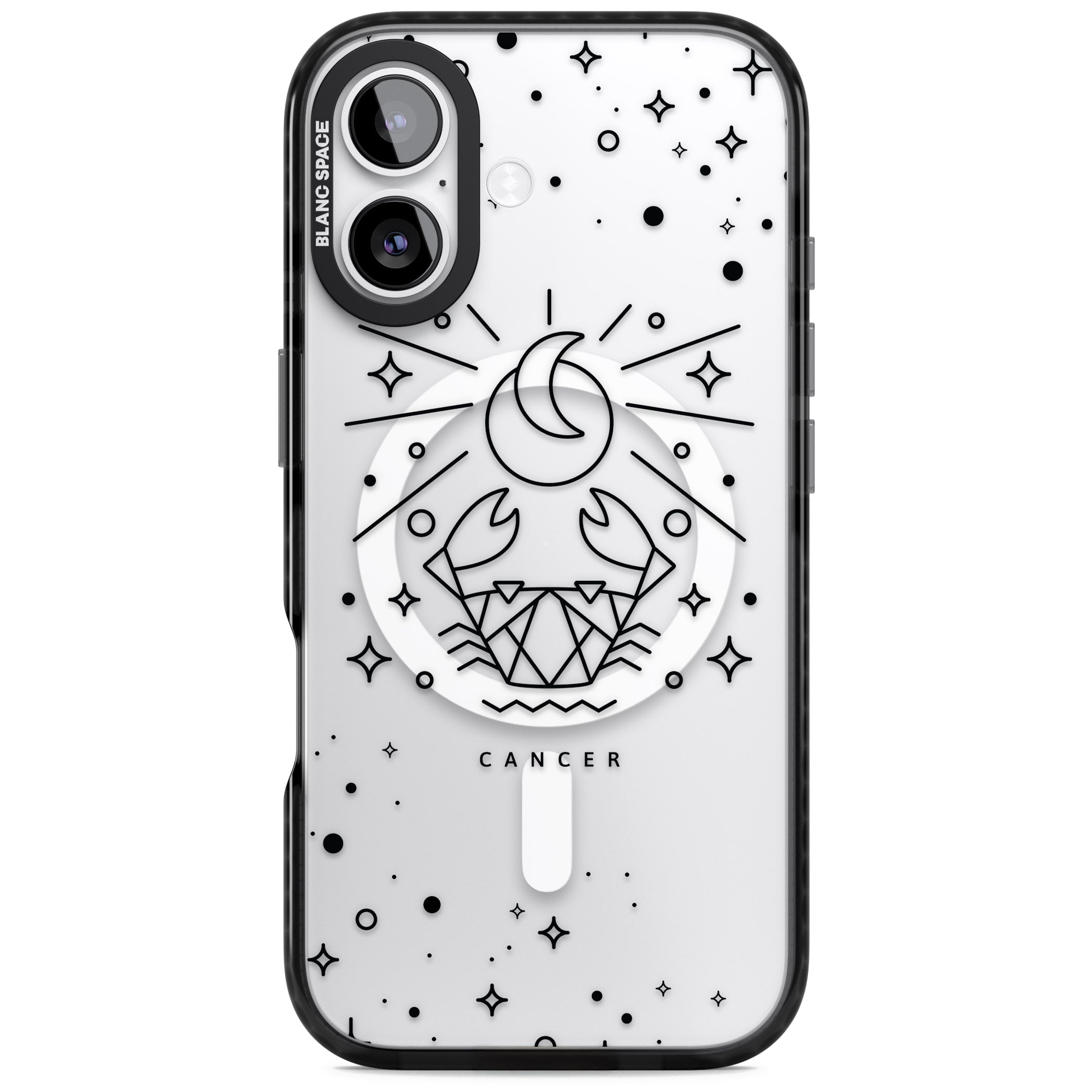 Zodiac Cancer Moon iPhone 17 Impact Pro Black Phone Case