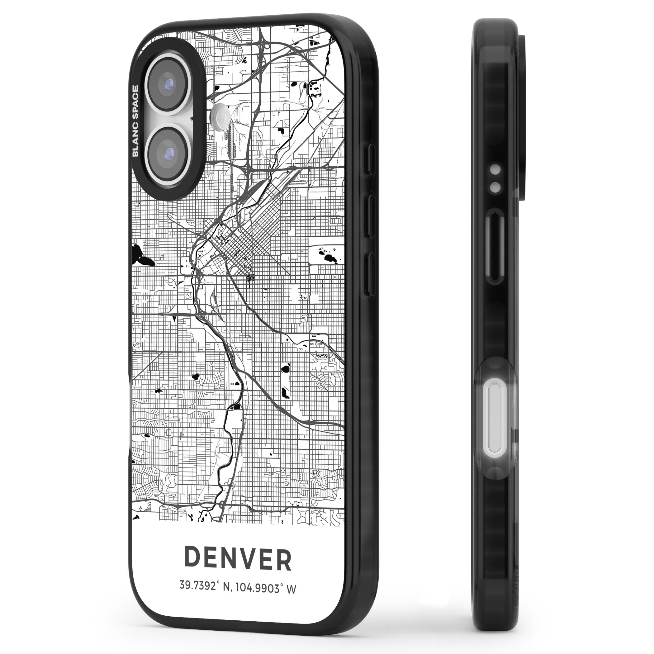 Denver Map iPhone 17 Impact Black Phone Case Side Profile