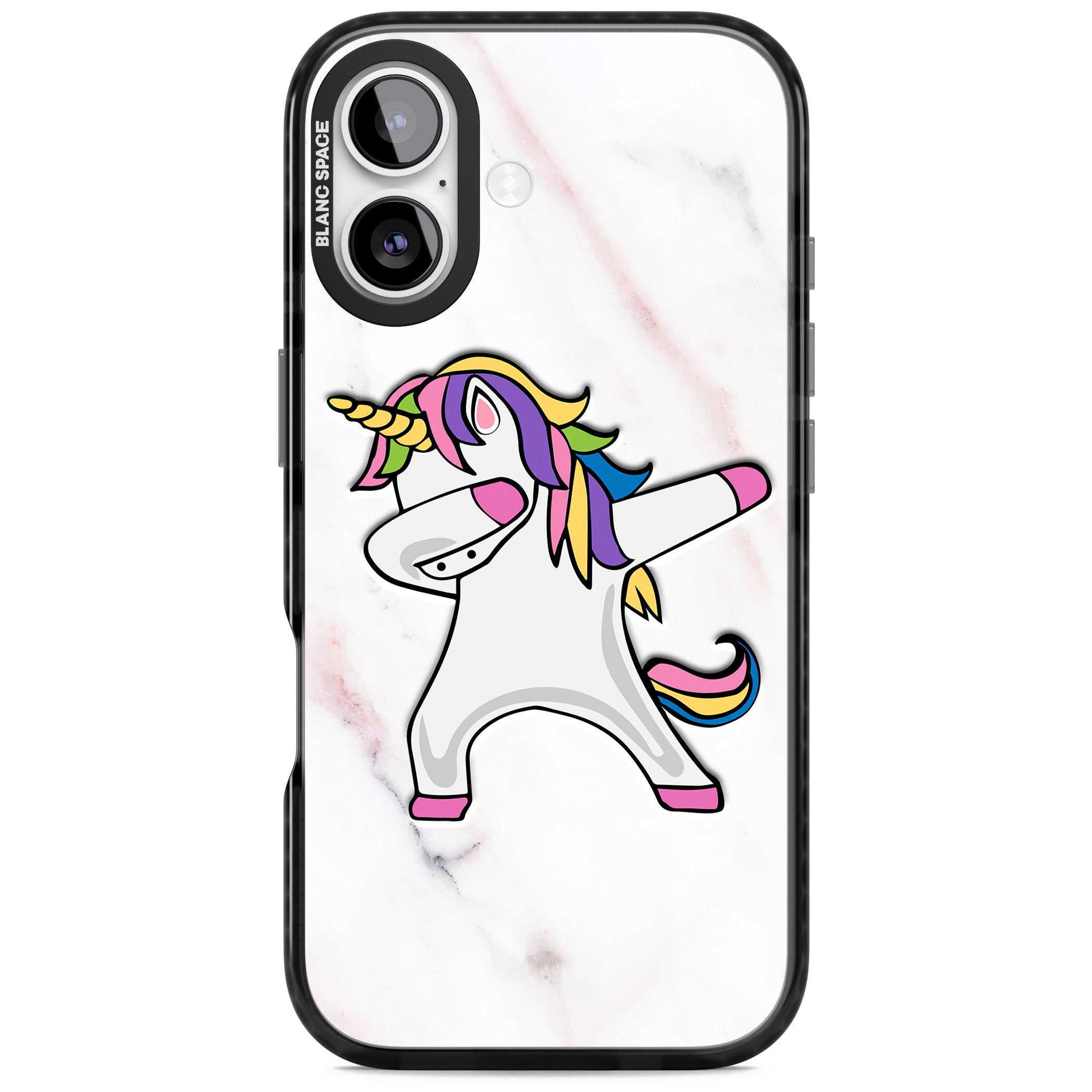 Designer Marble Unicorn Dab iPhone 17 Impact Black Phone Case