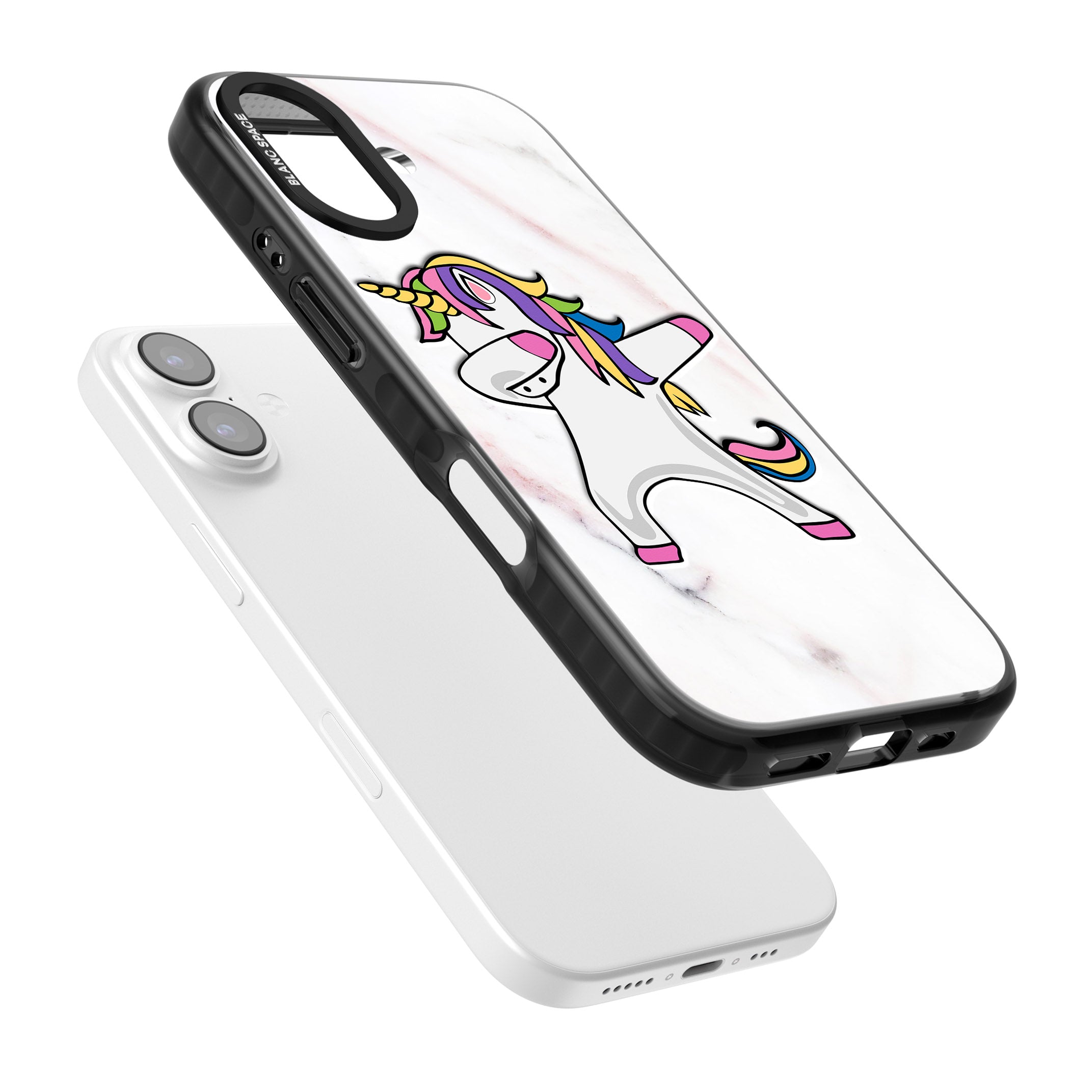 Designer Marble Unicorn Dab iPhone 17 Impact Black Phone Case Colours