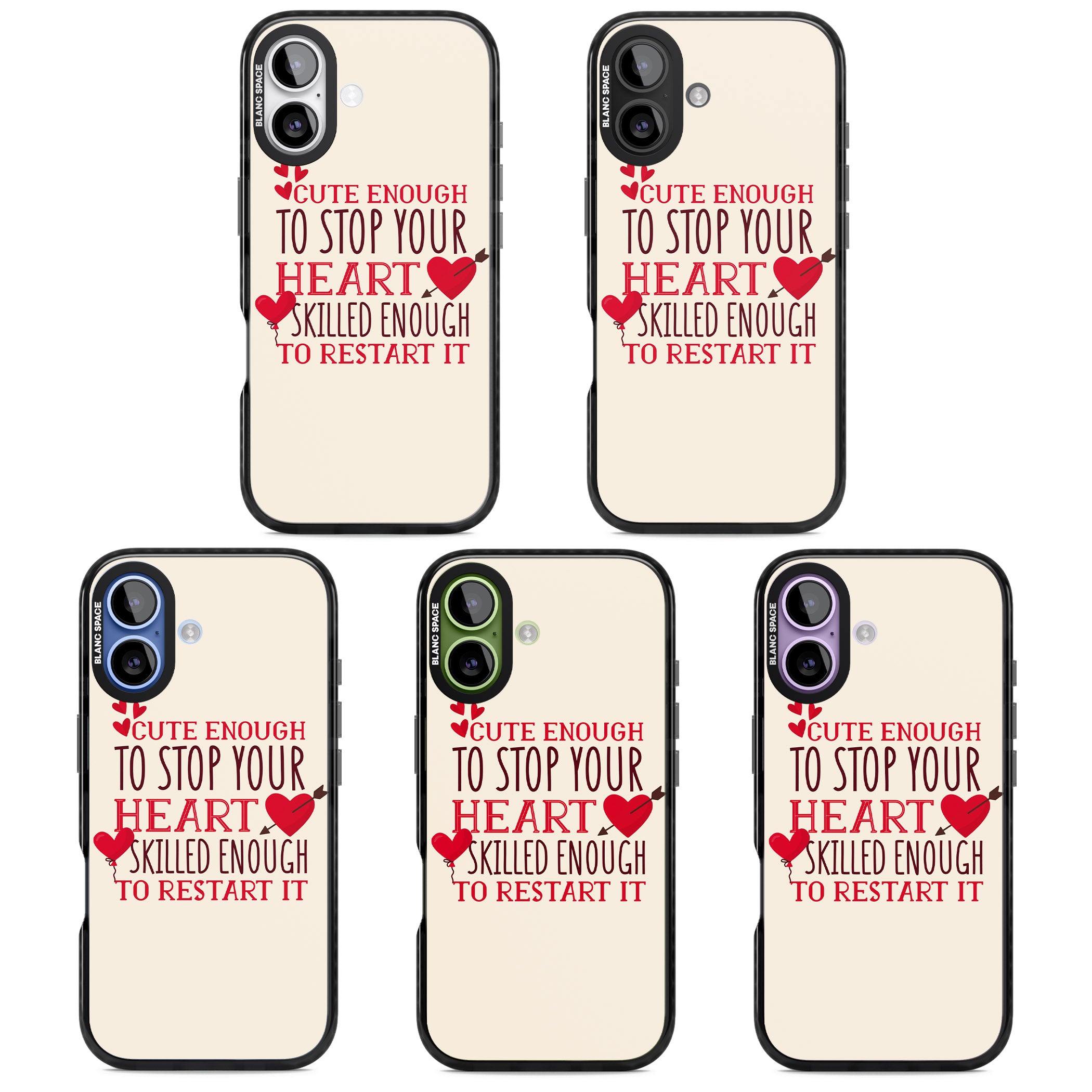 Cute Enough To Stop Your Heart iPhone 17 Impact Black Phone Case APT Impact Protection
