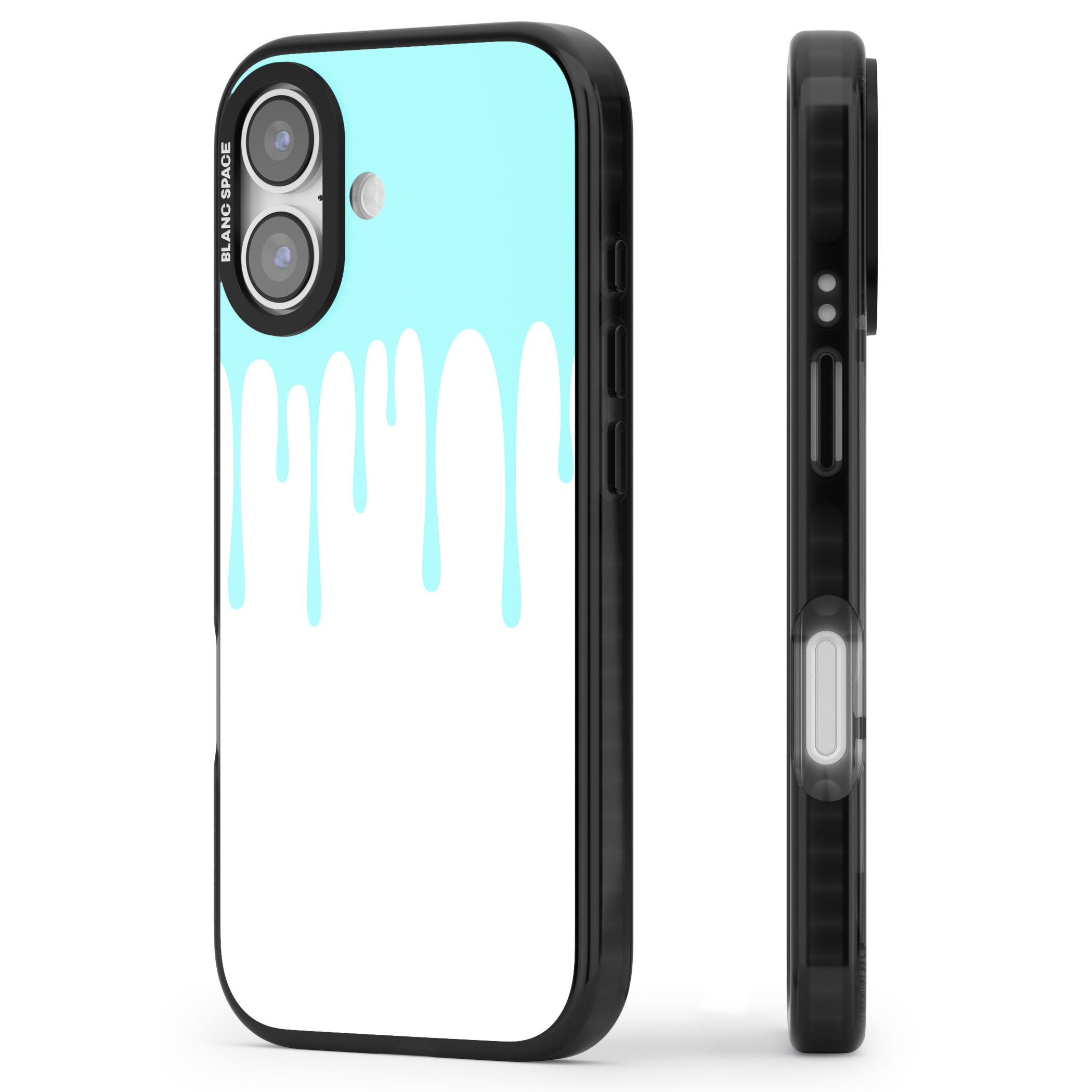 Melted Teal Drip iPhone 17 Impact Black Phone Case Side Profile