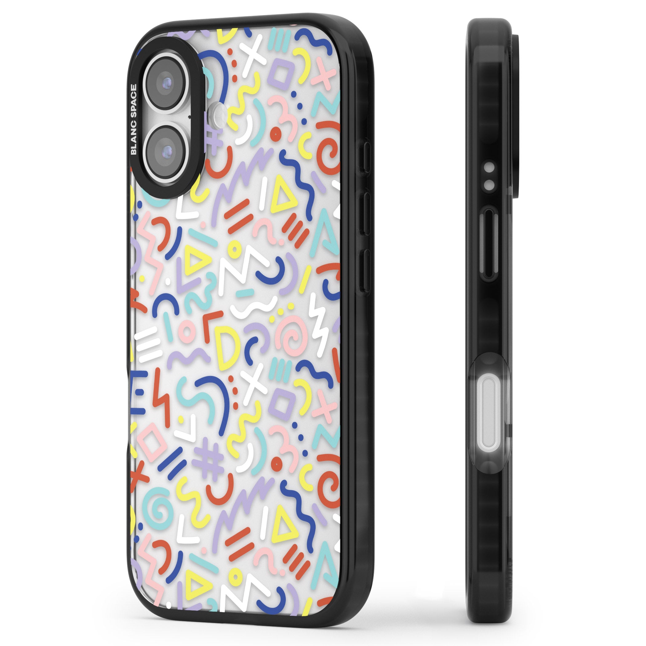 Colorful Retro Pattern iPhone 17 Impact Black Phone Case Side Profile
