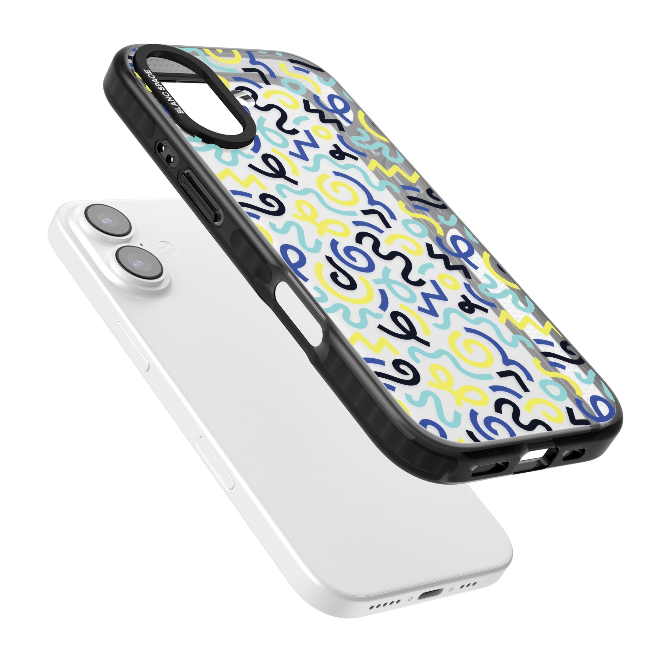 Blue & Yellow Memphis Retro iPhone 17 Impact Black Phone Case Colours