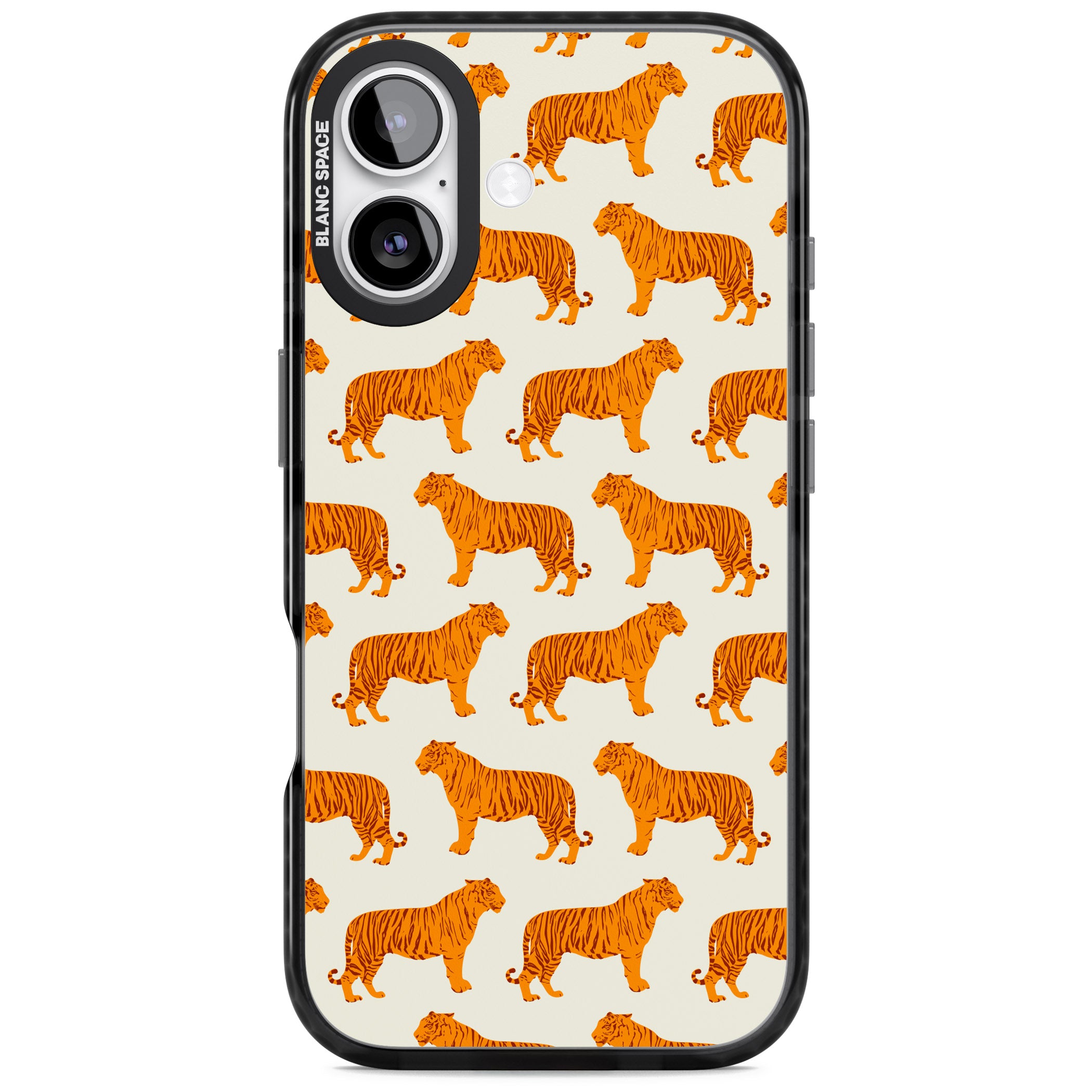 Trendy Tiger Patterns Tigers On Khaki iPhone 17 Impact Black Phone Case