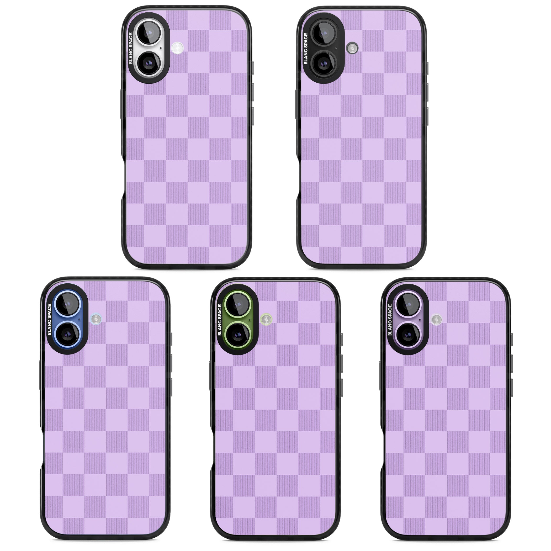 Lilac Checkered iPhone 17 Impact Black Phone Case APT Impact Protection