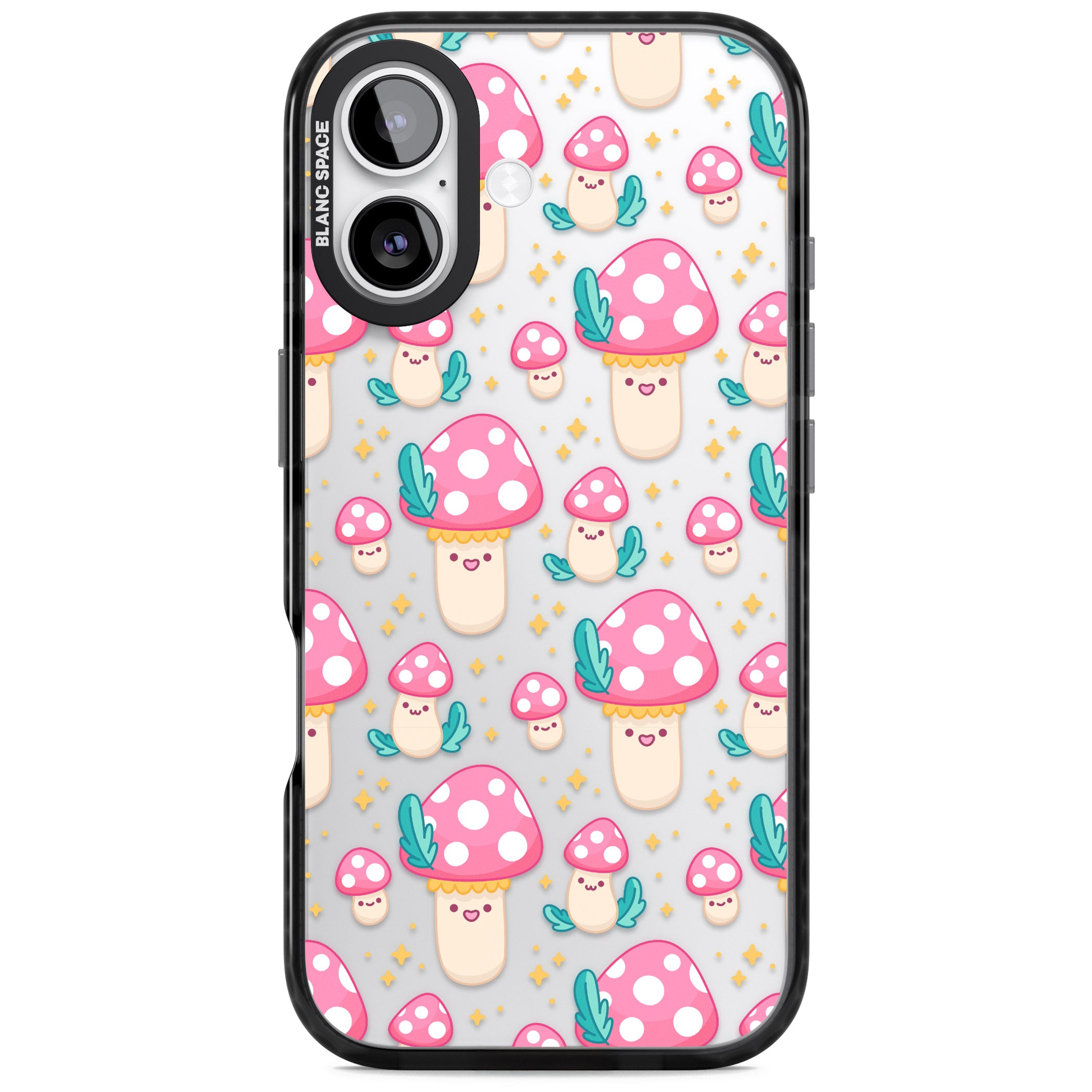 Cute Mushroom Pattern iPhone 17 Impact Black Phone Case