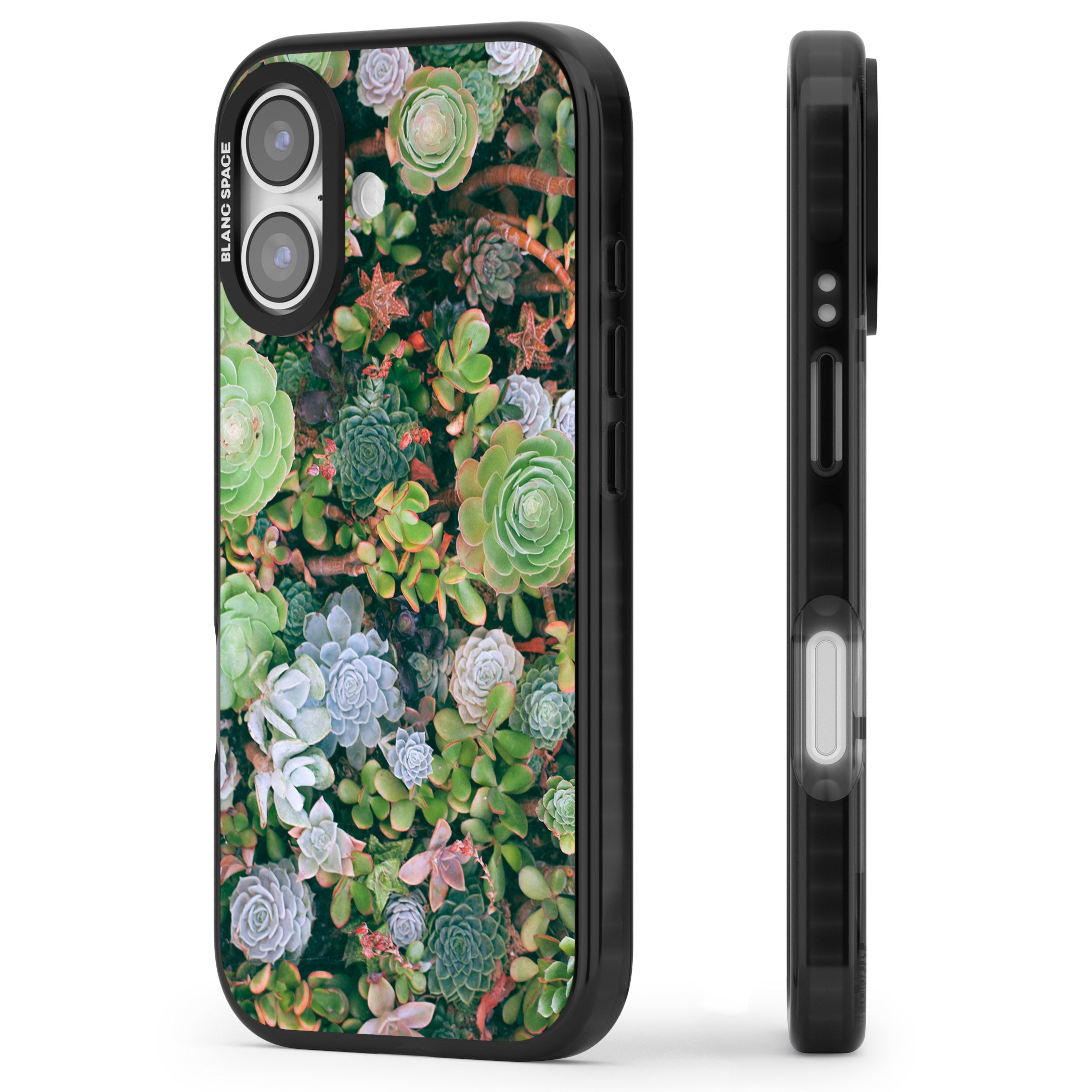 Succulent Garden iPhone 17 Impact Black Phone Case Side Profile