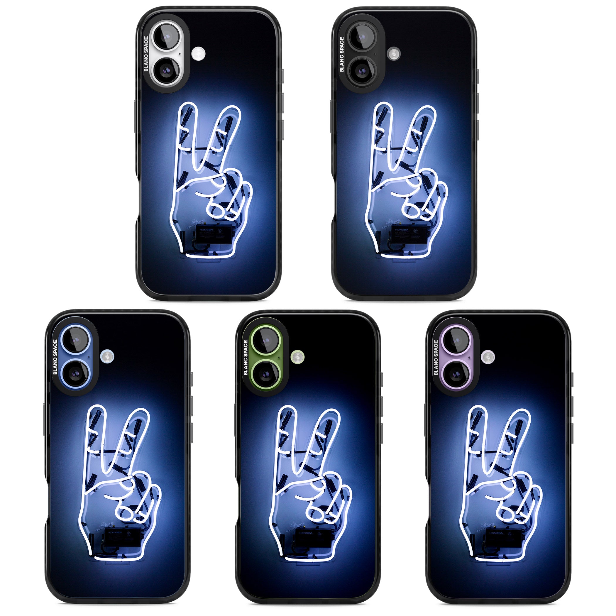 Neon Peace Sign iPhone 17 Impact Black Phone Case APT Impact Protection