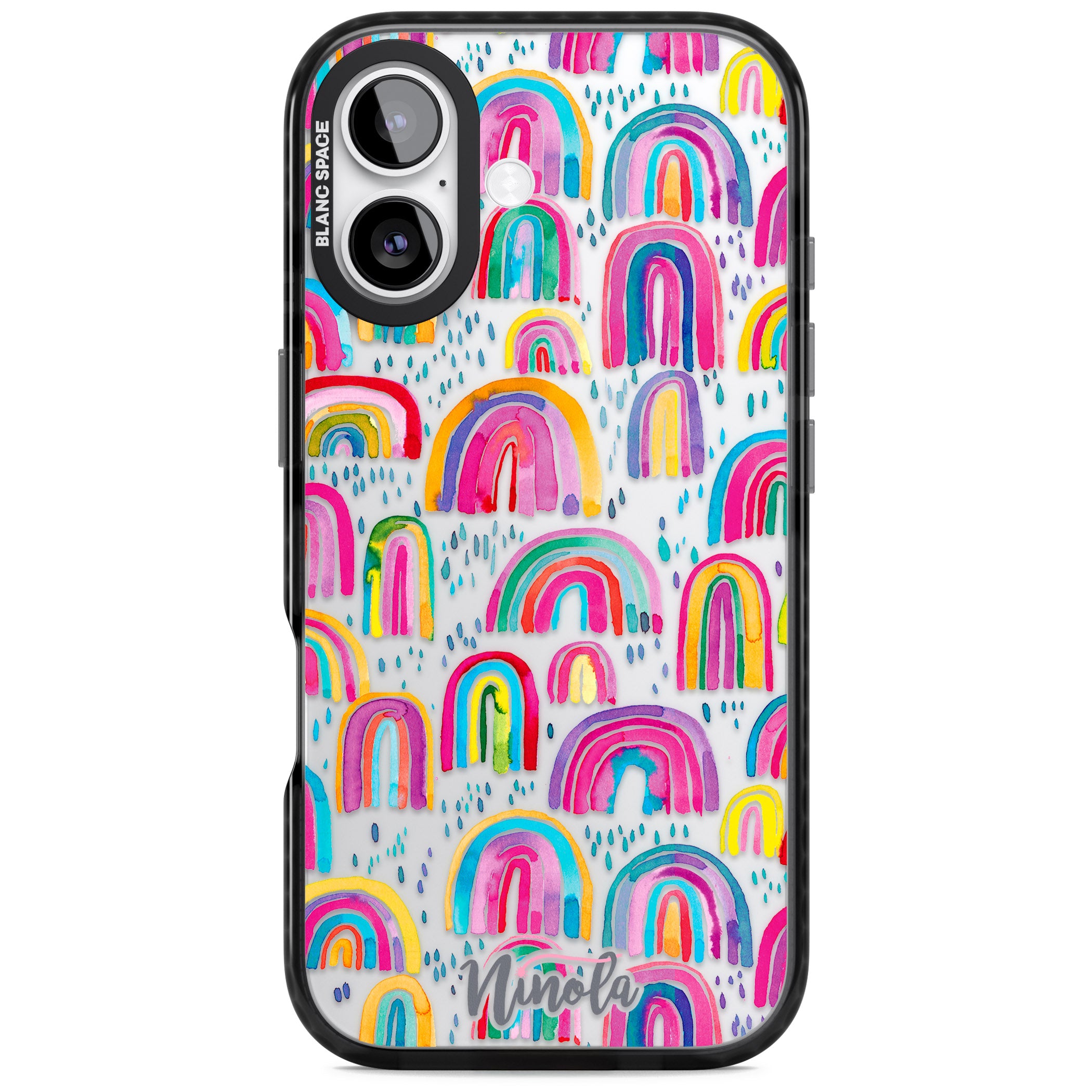 Watercolor Rainbow iPhone 17 Impact Black Phone Case