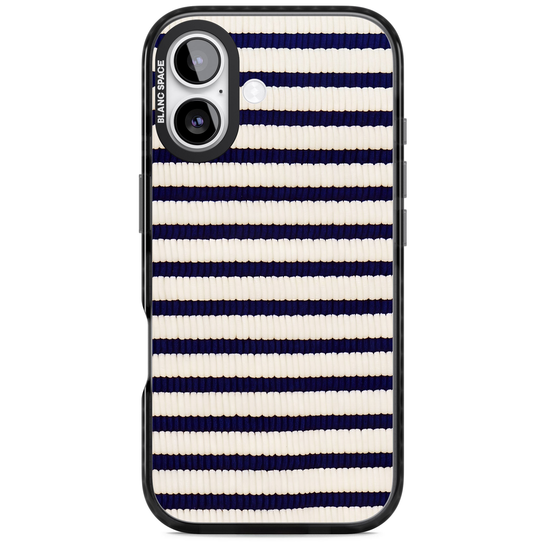 Navy & Cream Stripes iPhone 17 Impact Black Phone Case