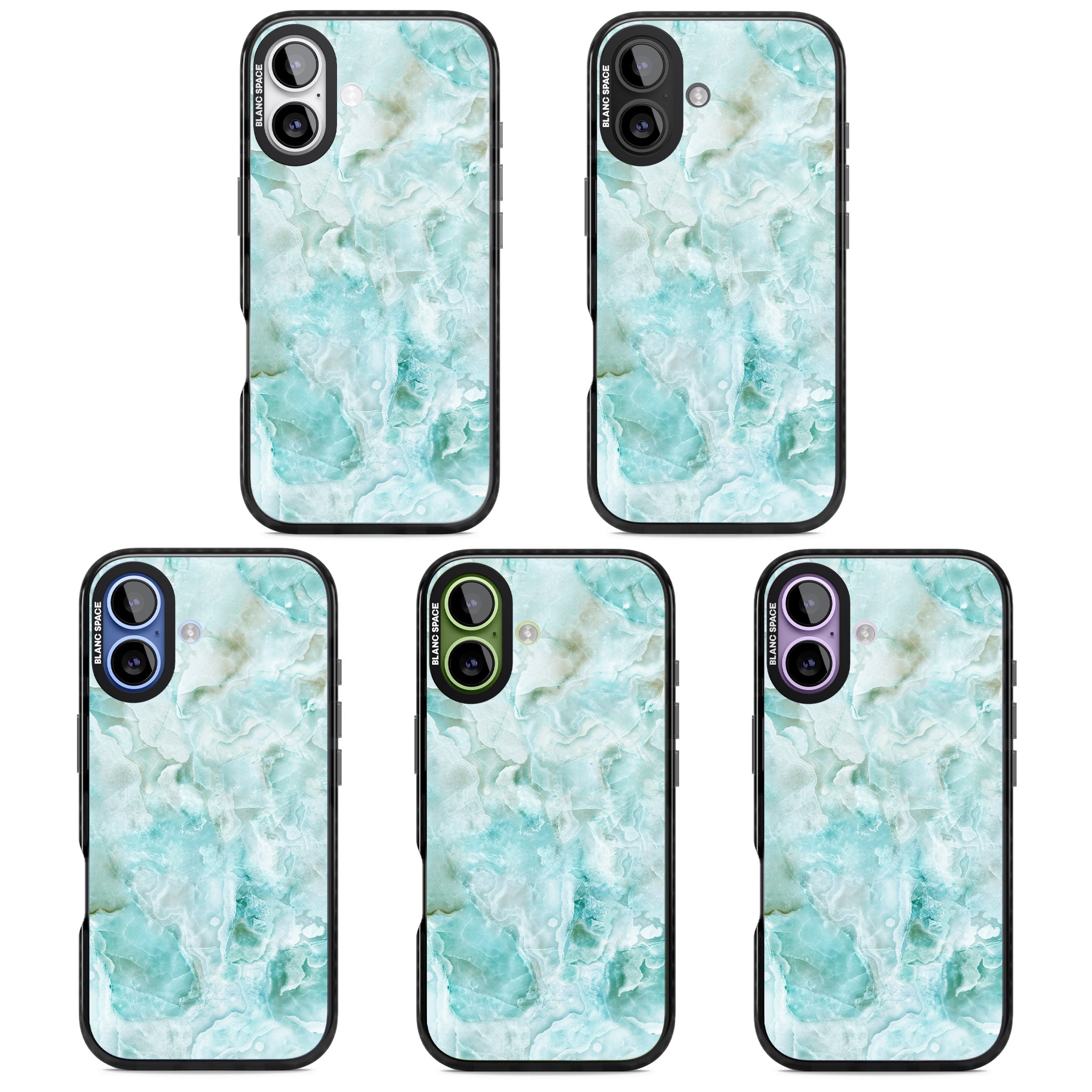Aqua Onyx Marble iPhone 17 Impact Black Phone Case APT Impact Protection
