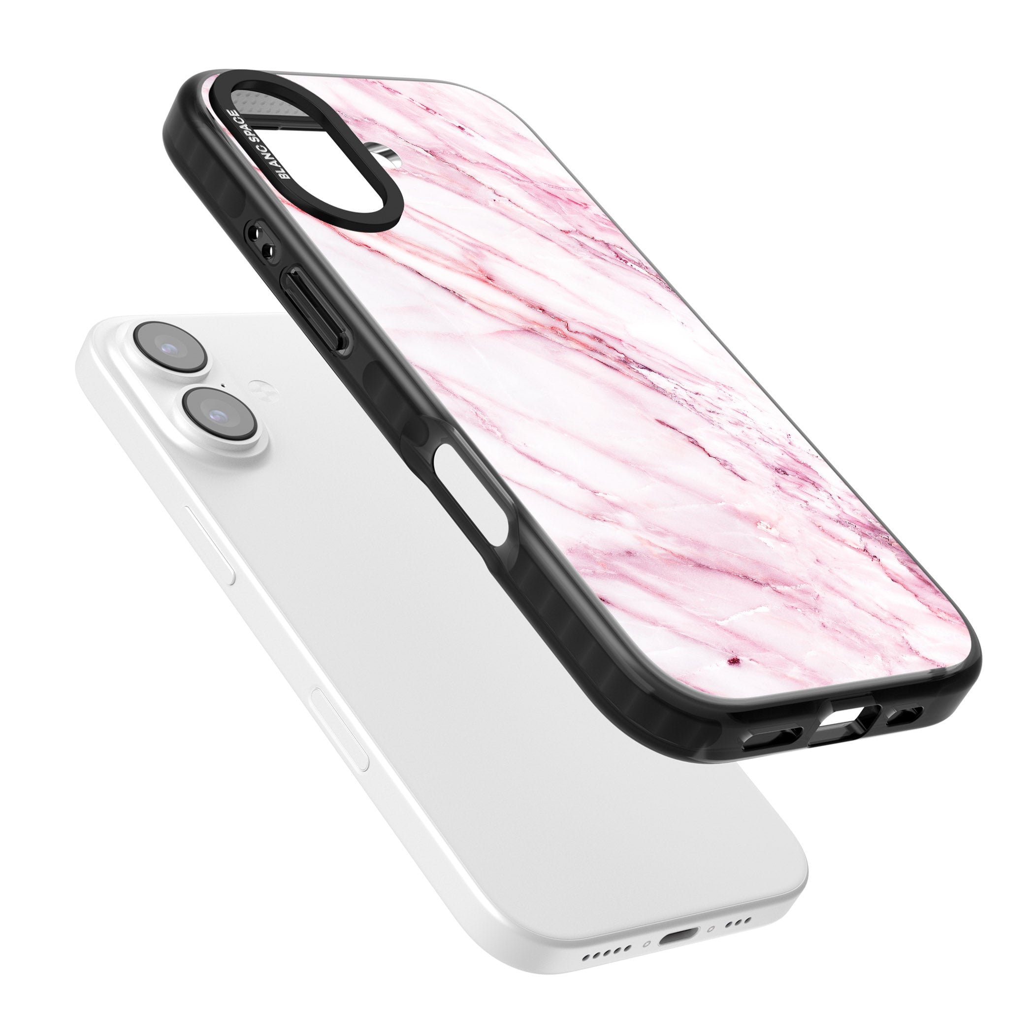 White Pink Onyx Marble iPhone 17 Impact Black Phone Case Colours