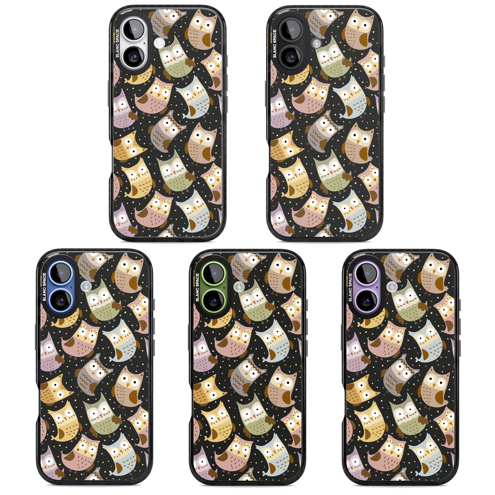 Cute Owl Pattern iPhone 17 Impact Black Phone Case APT Impact Protection