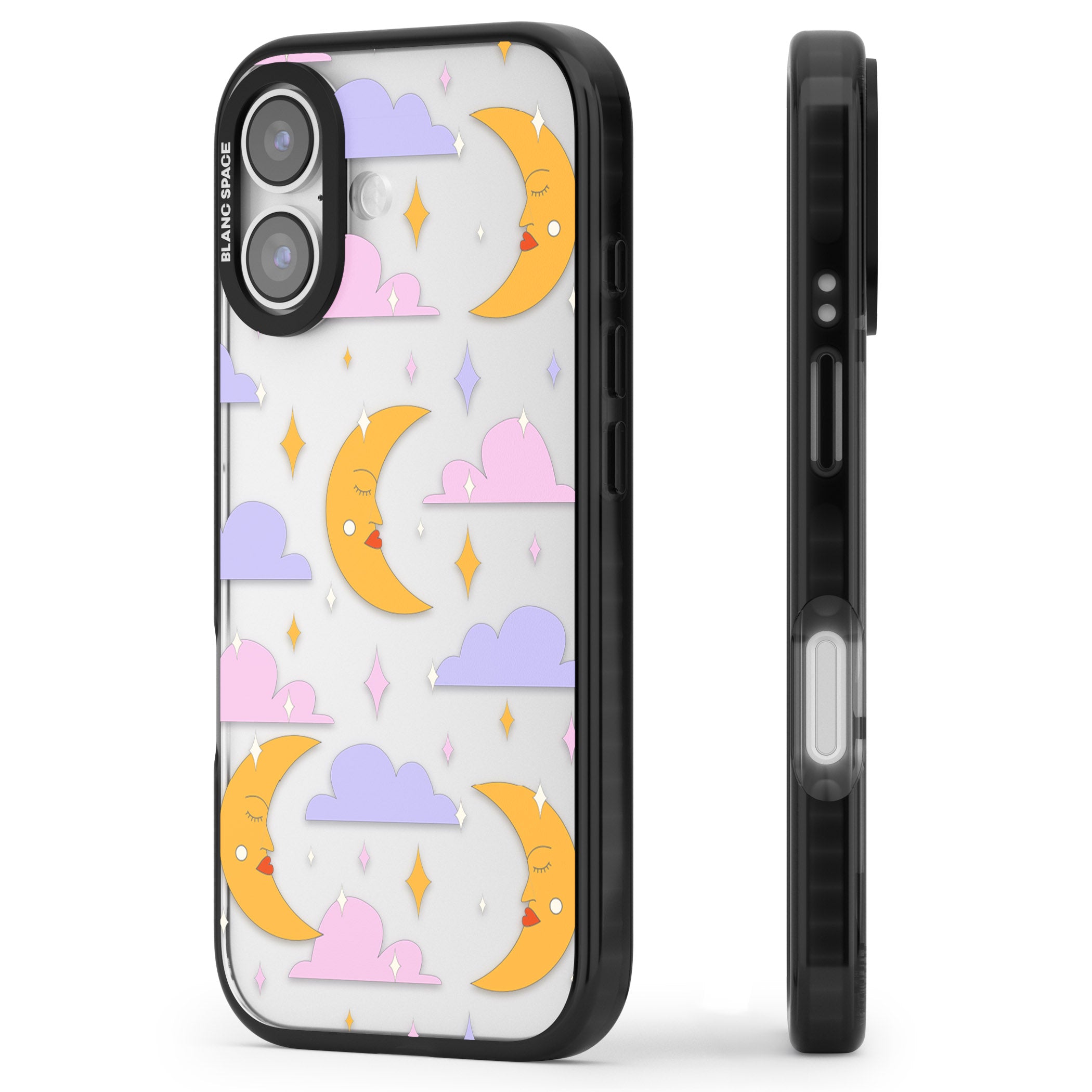 Moons & Clouds iPhone 17 Impact Black Phone Case Side Profile