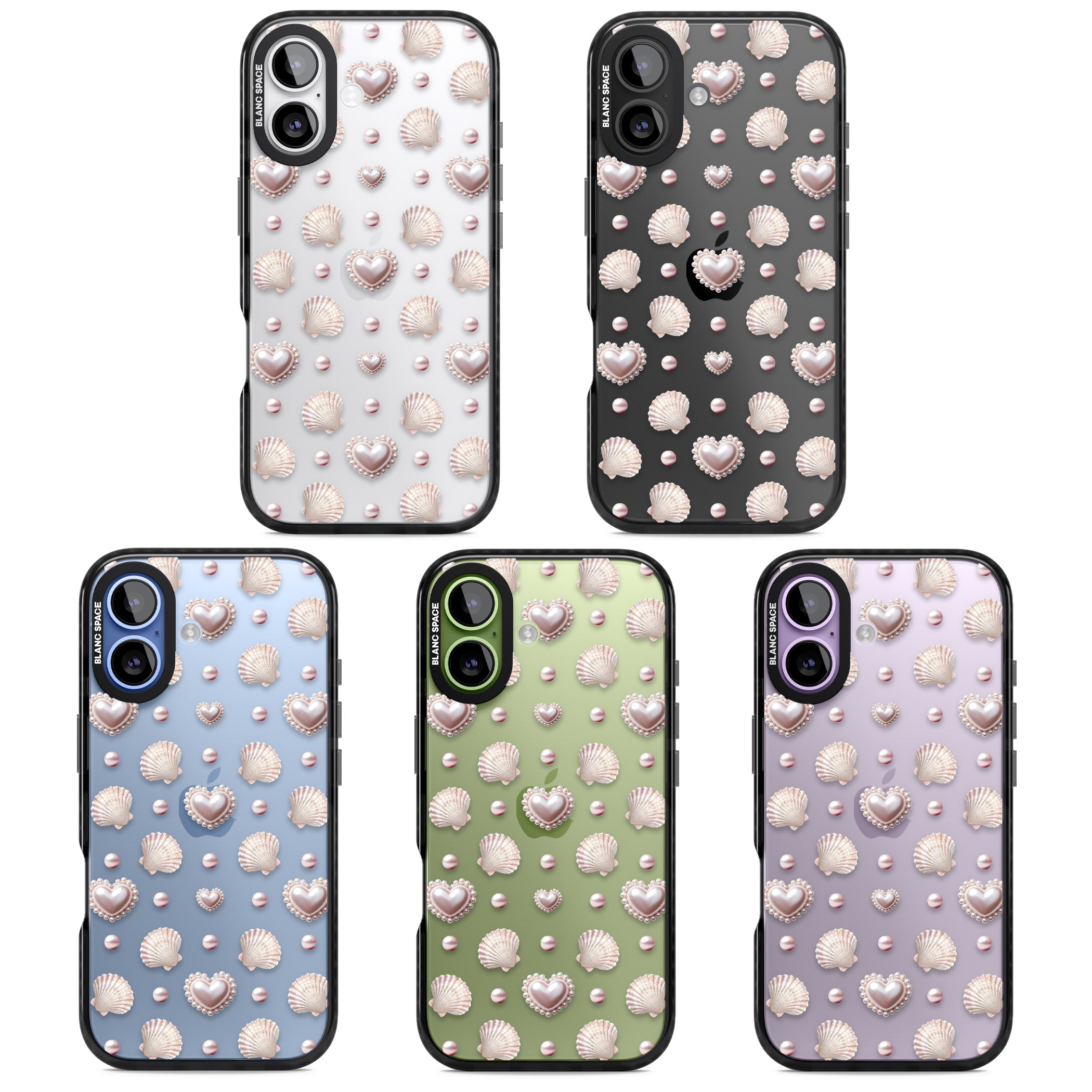 Pearl Hearts iPhone 17 Impact Black Phone Case APT Impact Protection