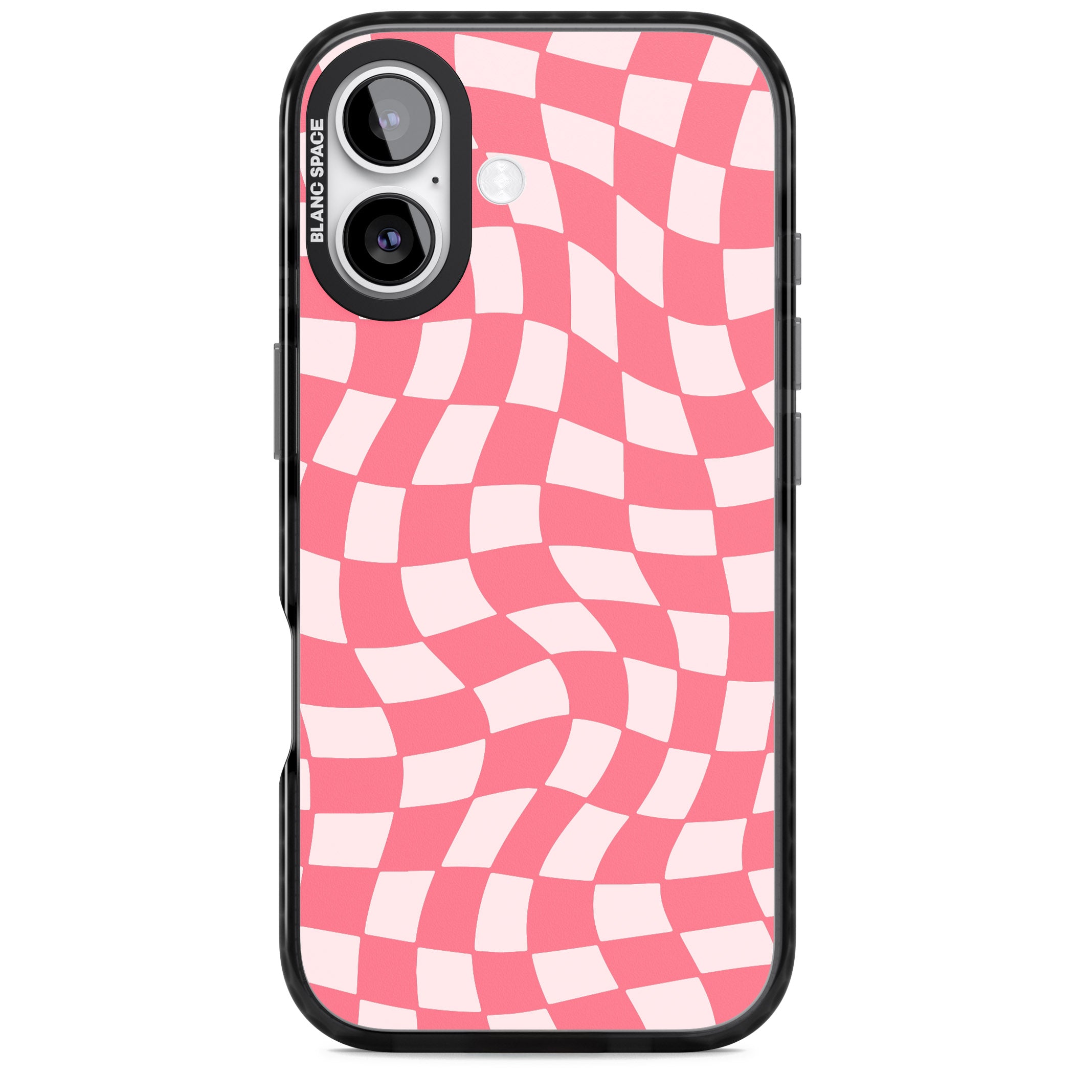 Pink Wavy Checked Pattern iPhone 17 Impact Black Phone Case