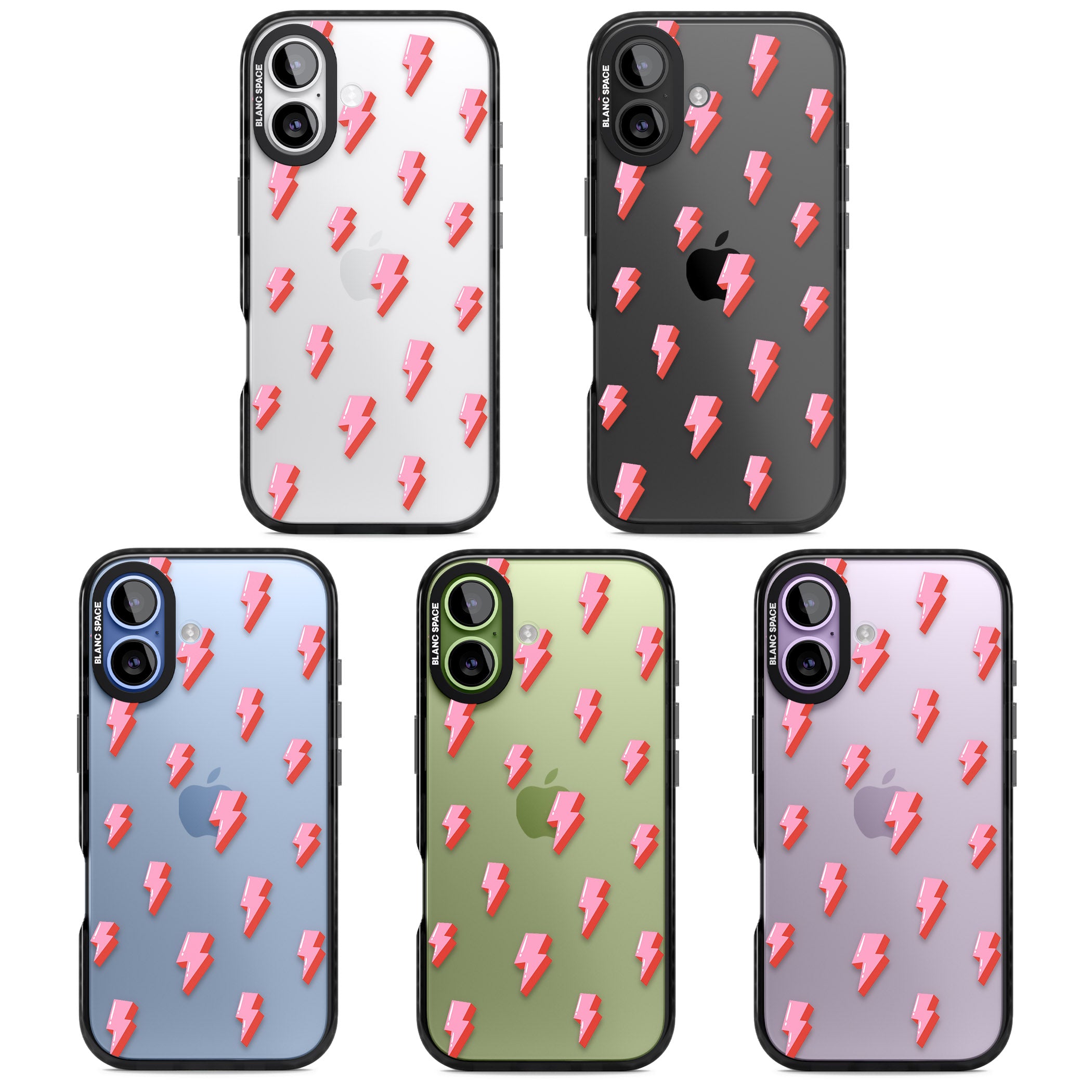 Pink Bolt Pattern iPhone 17 Impact Black Phone Case APT Impact Protection