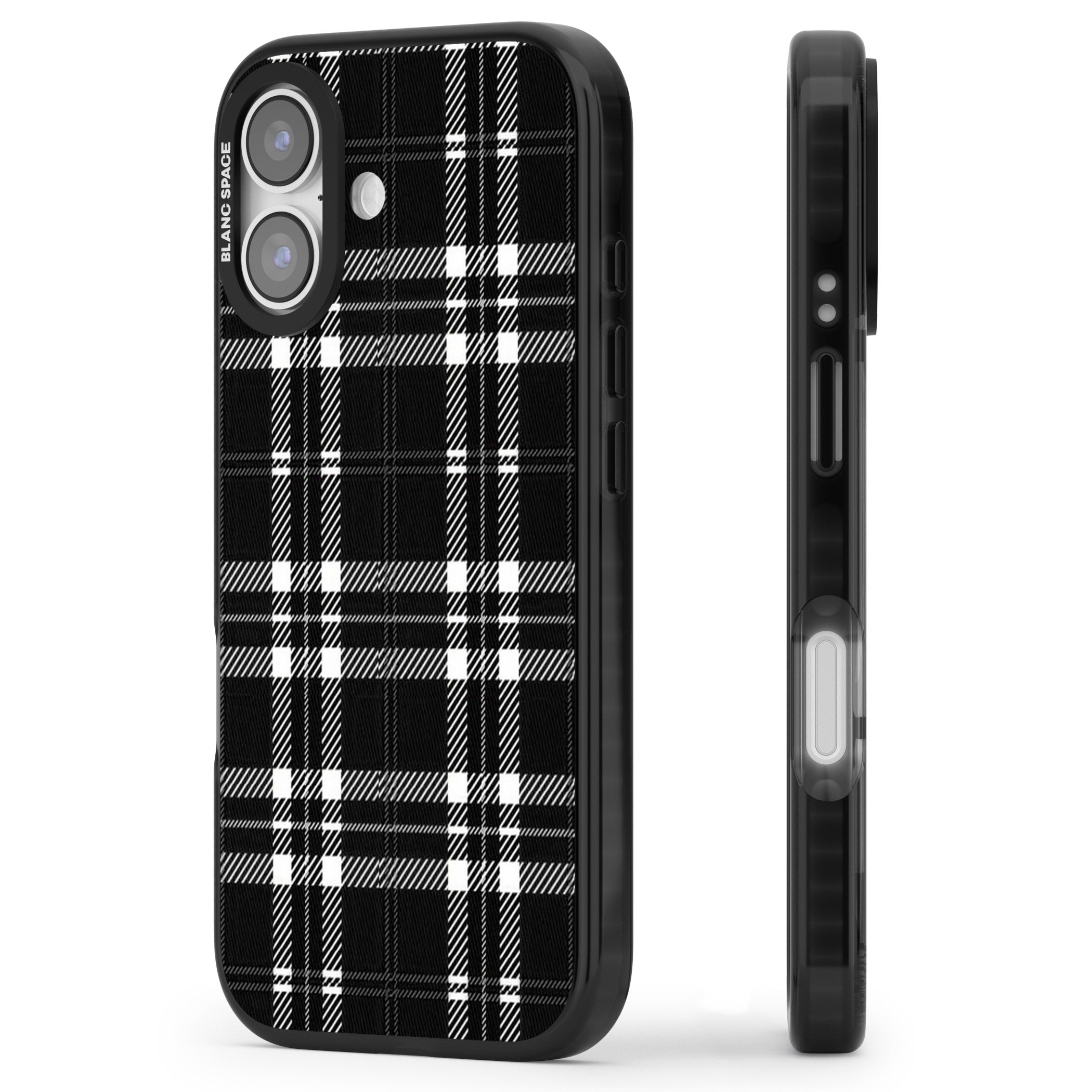 Divine Black Plaid iPhone 17 Impact Black Phone Case Side Profile