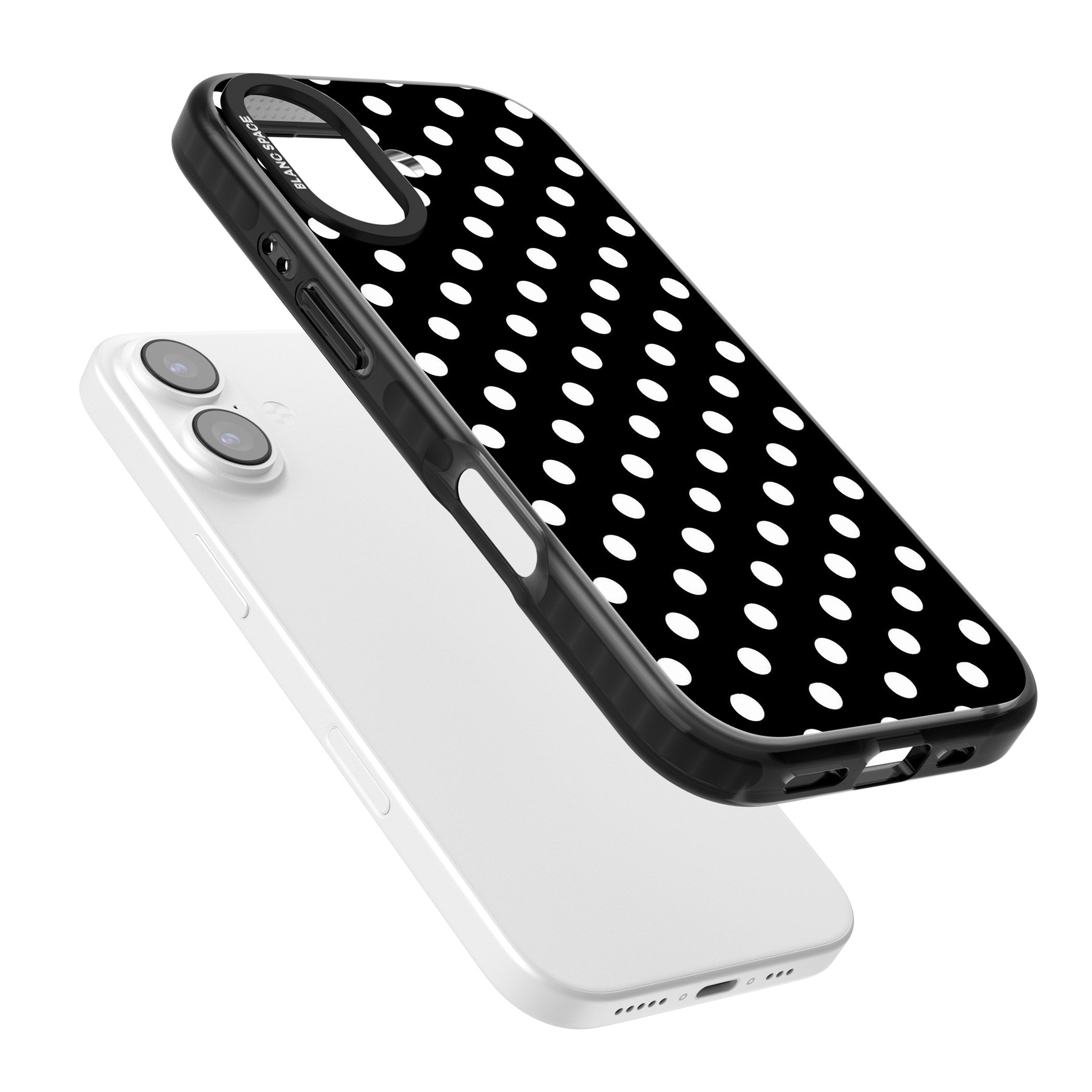Designer Chic Black Polka Dot iPhone 17 Impact Black Phone Case Colours