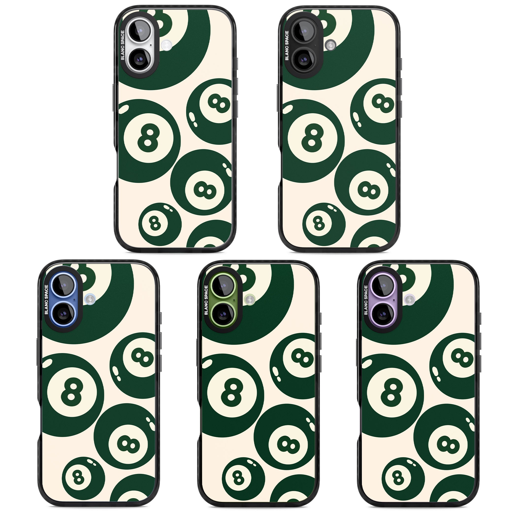 Green Eight Balls iPhone 17 Impact Black Phone Case APT Impact Protection