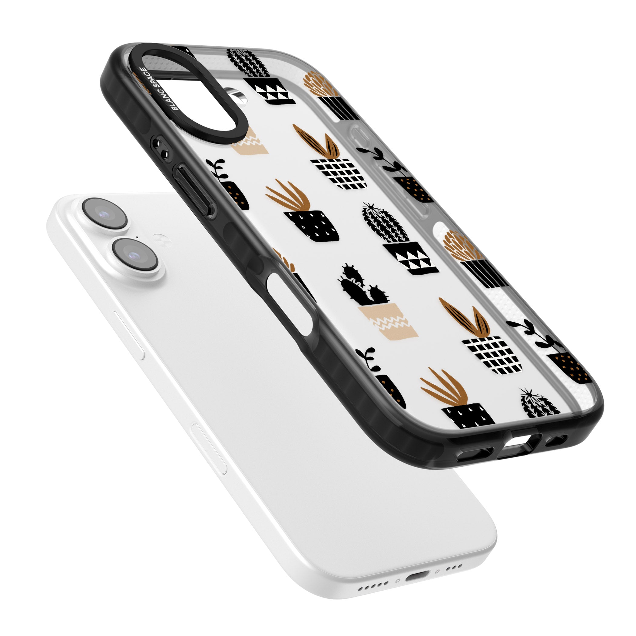 Large Mixed Plants Pattern Clear iPhone 17 Impact Black Phone Case Colours