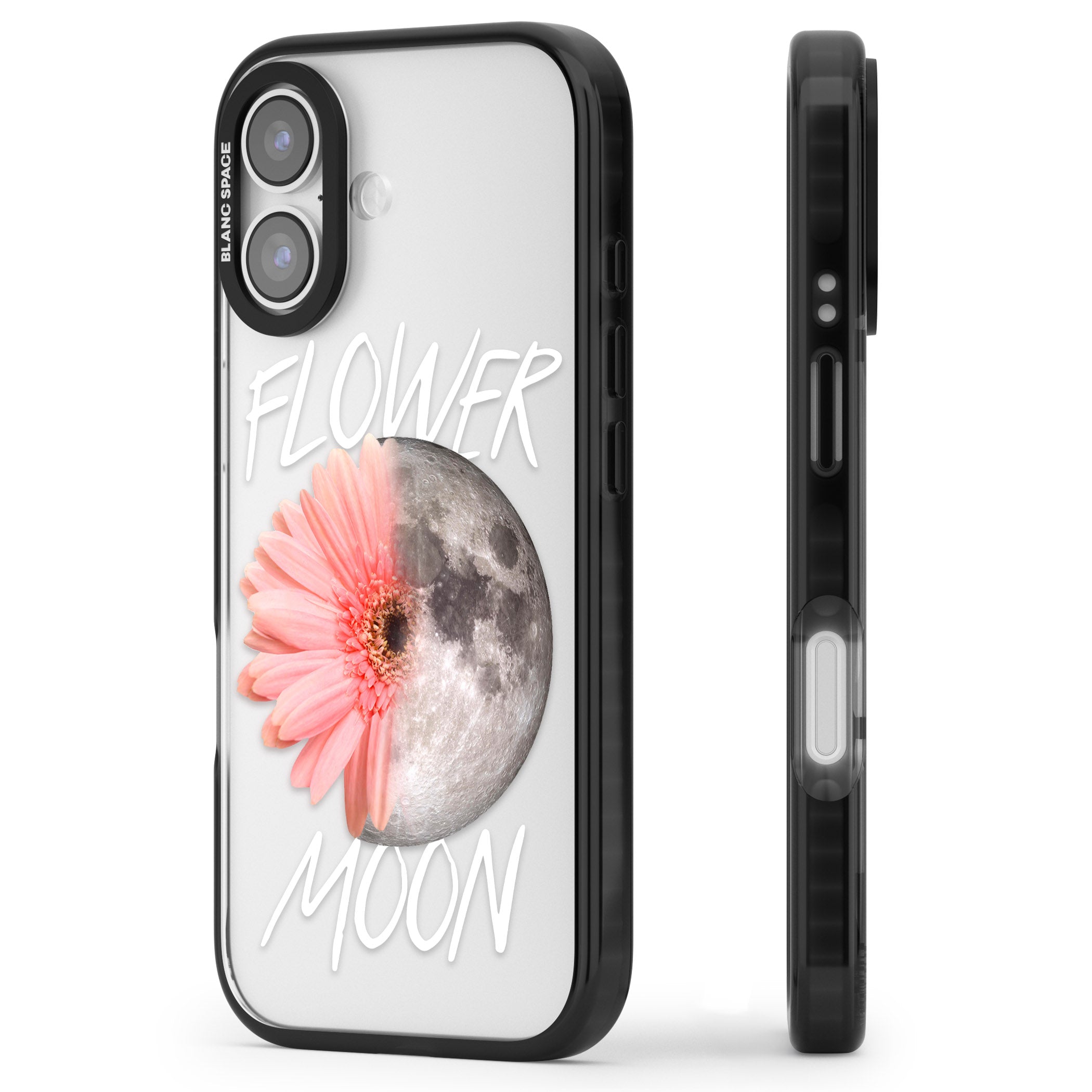 Flower Moon iPhone 17 Impact Black Phone Case Side Profile