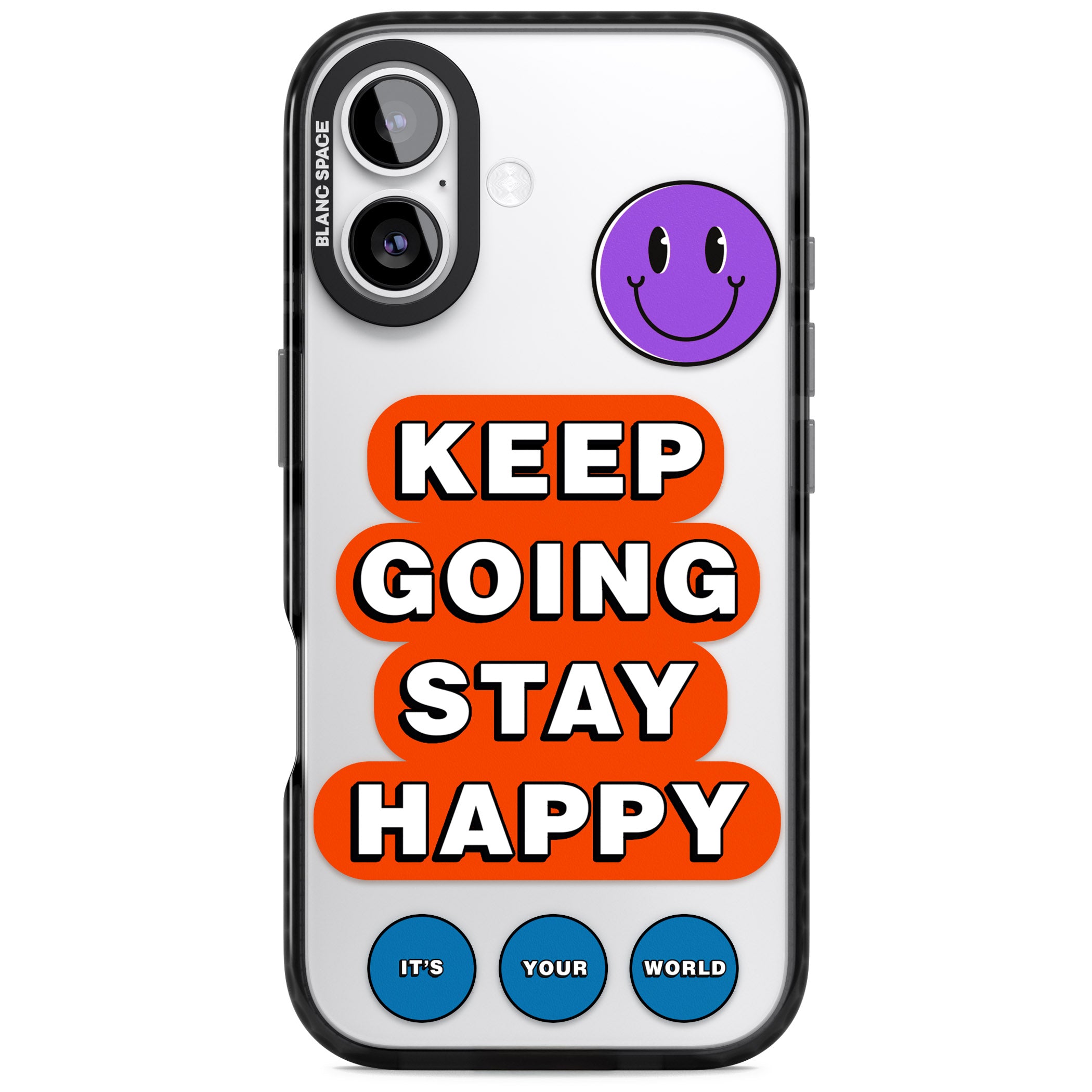 Keep Going Stay Happy iPhone 17 Impact Black Phone Case