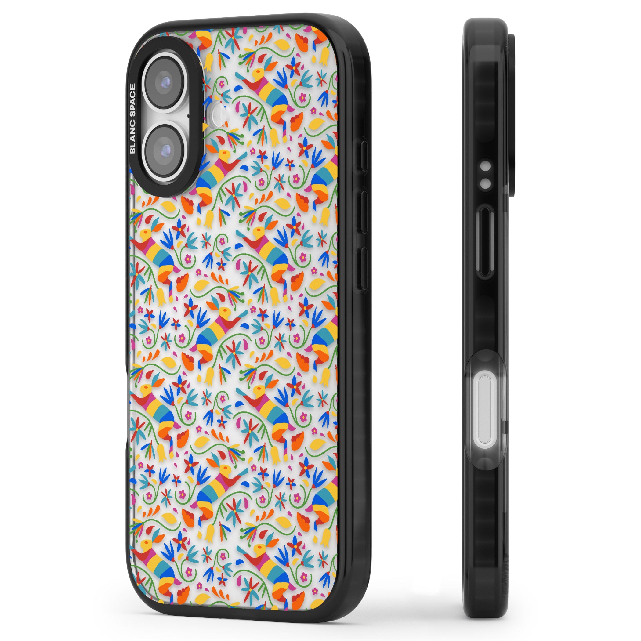 Vibrant Floral Mosaic iPhone 17 Impact Black Phone Case Side Profile