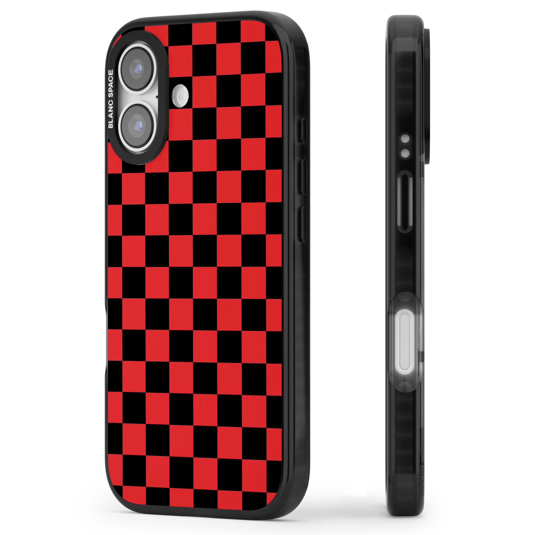 Red Black Checkered iPhone 17 Impact Black Phone Case Side Profile
