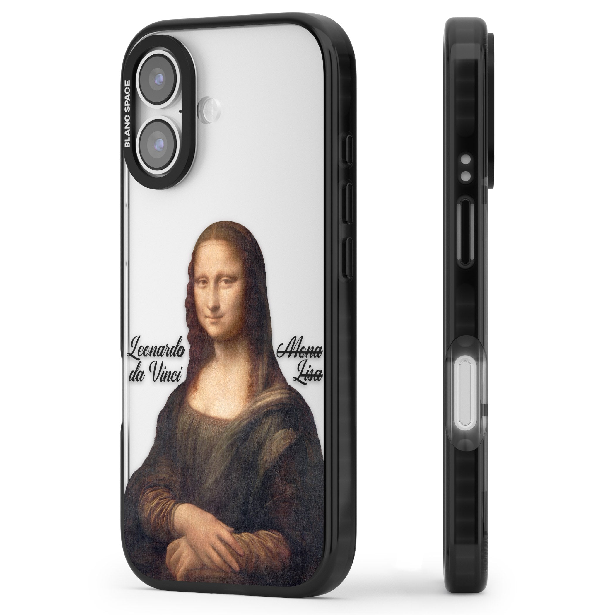 Mona Lisa Cutout iPhone 17 Impact Black Phone Case Side Profile