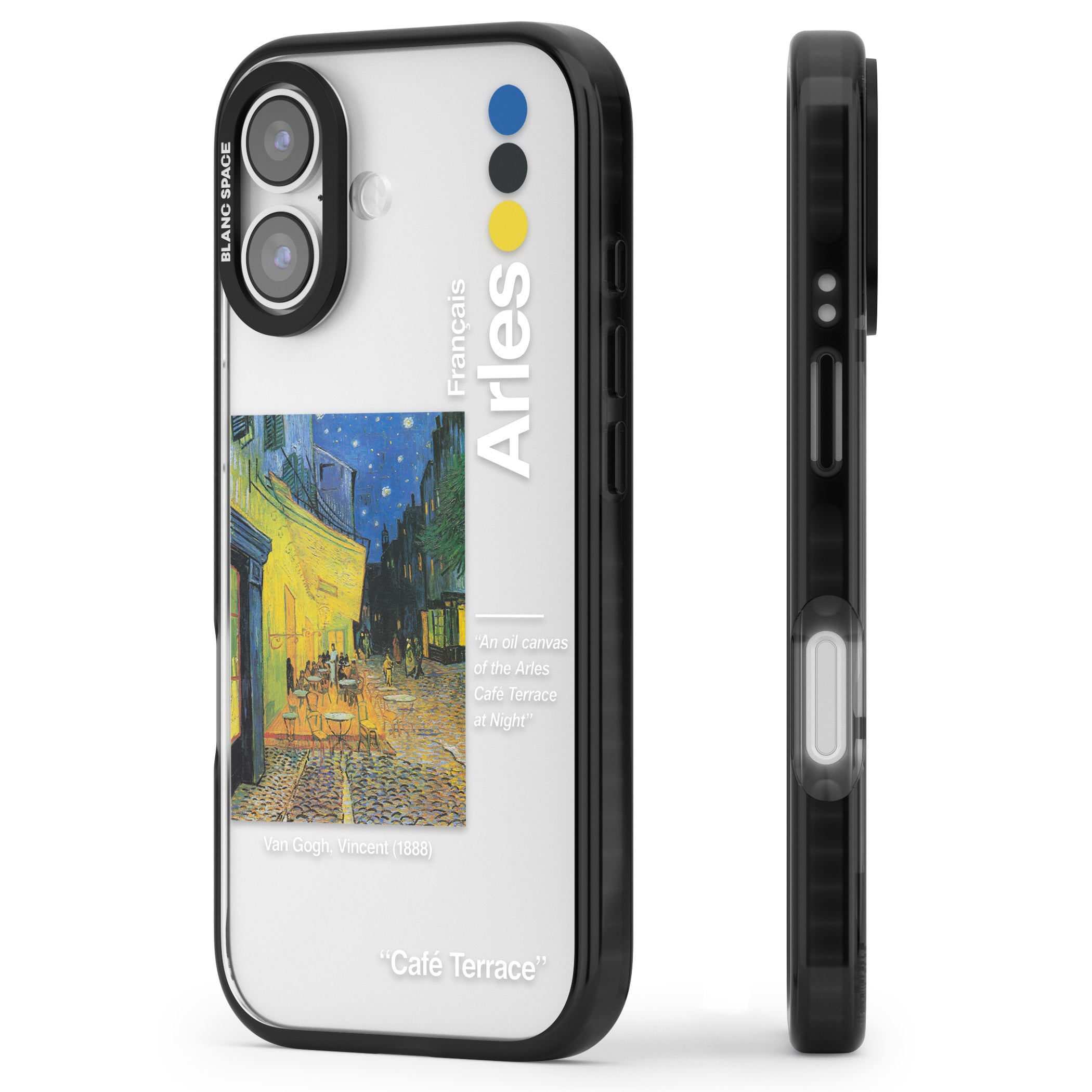 Cafe Terrace At Night iPhone 17 Impact Black Phone Case Side Profile