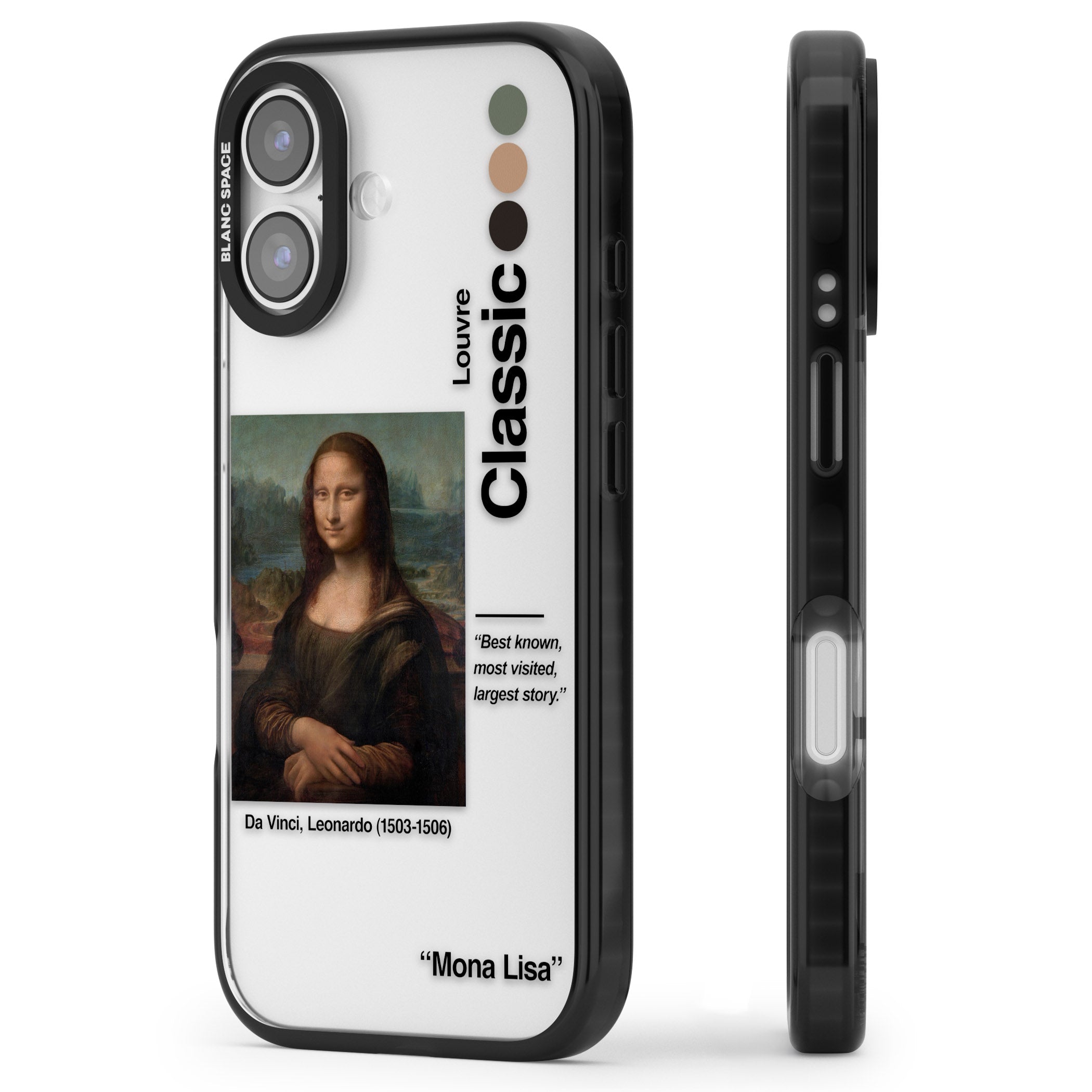 Mona Lisa Leonardo Da Vinci iPhone 17 Impact Black Phone Case Side Profile