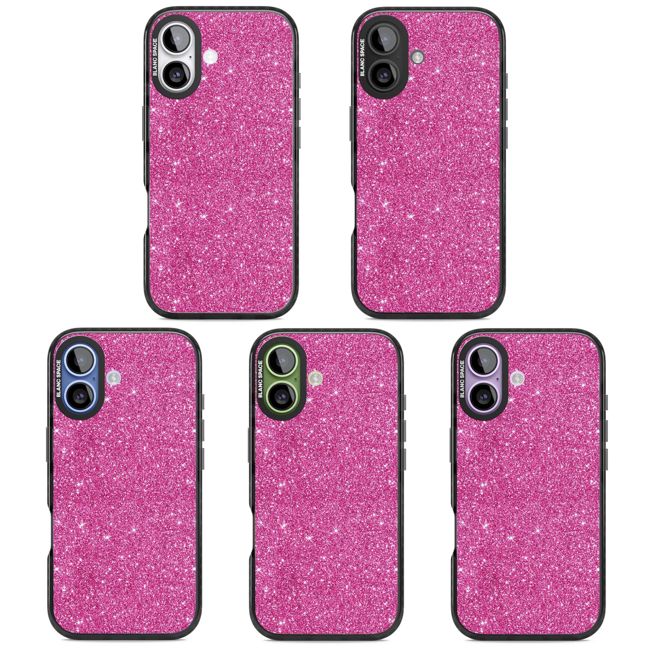Pink Glitter Y2K iPhone case featuring hot pink glitter wallpaper with sparkle shimmer effect | Clear Impact case for iPhone 17