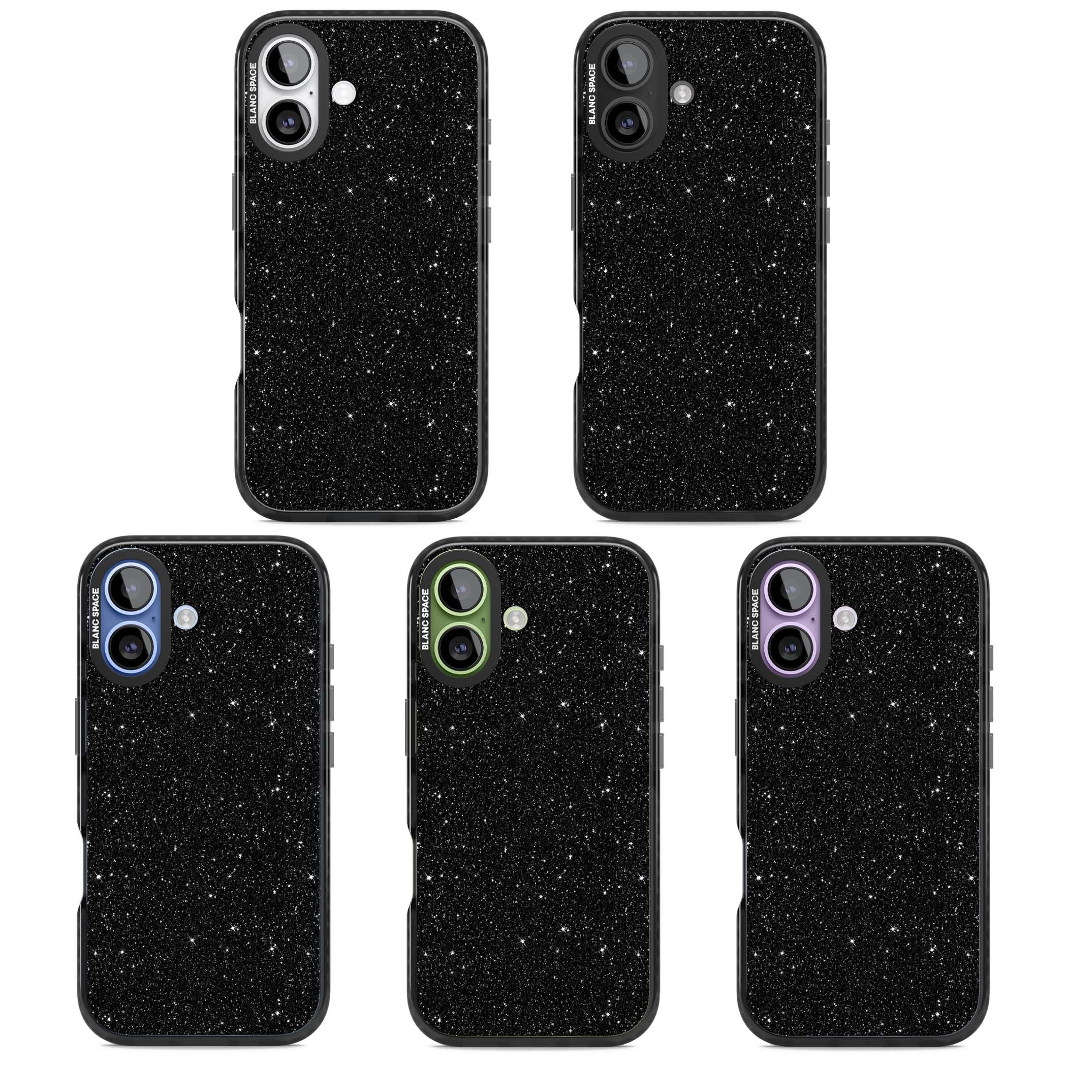 Black Glitter black glitter iPhone case featuring an all-over sparkly shimmer pattern on a jet black base | Clear Impact case for iPhone 17