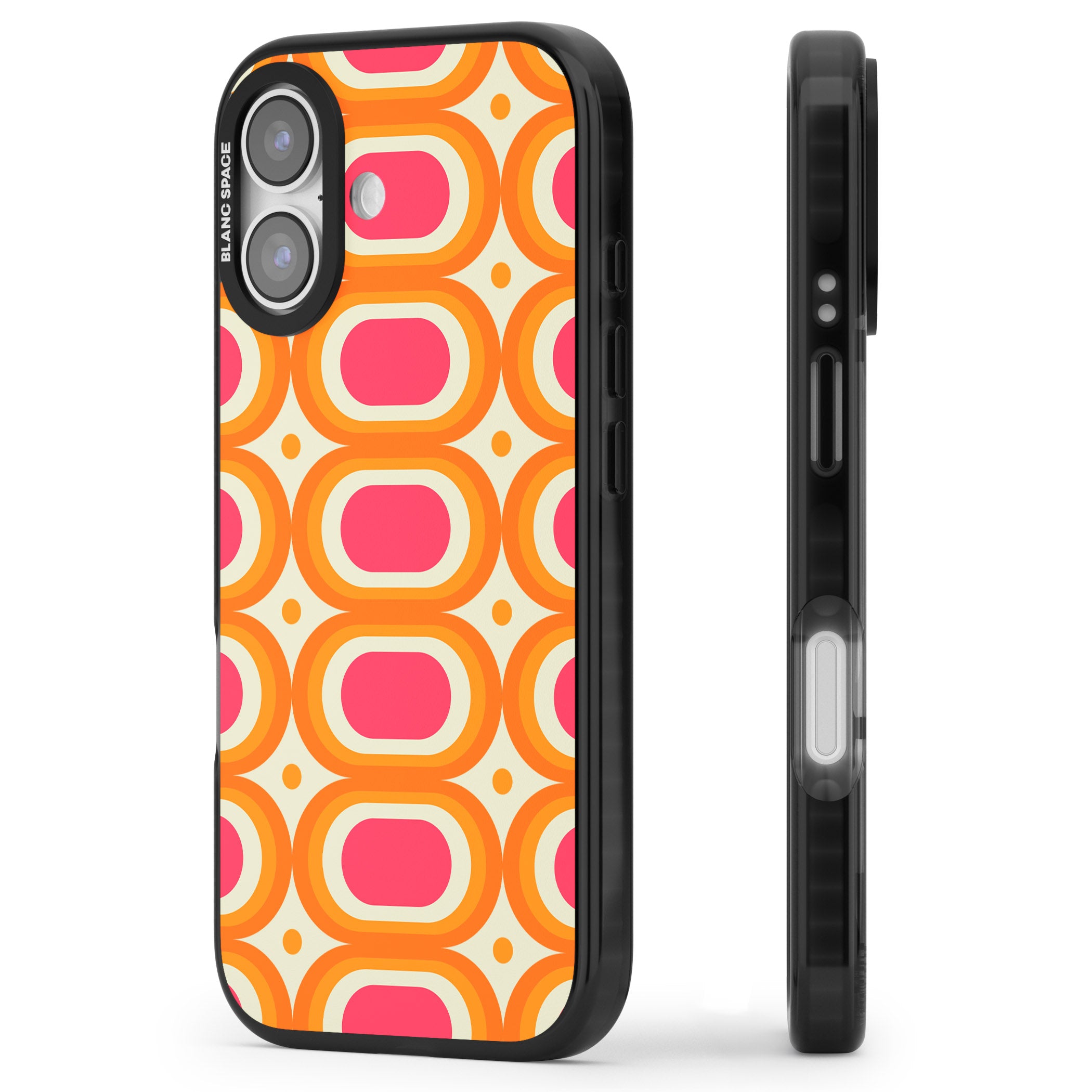 Groovy 60S Shape Pattern iPhone 17 Impact Black Phone Case Side Profile