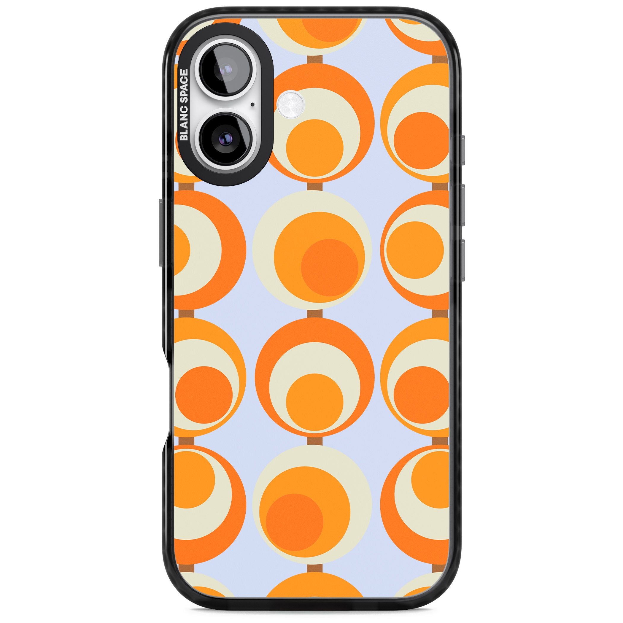 Mid Century Blue Orange Pattern iPhone 17 Impact Black Phone Case
