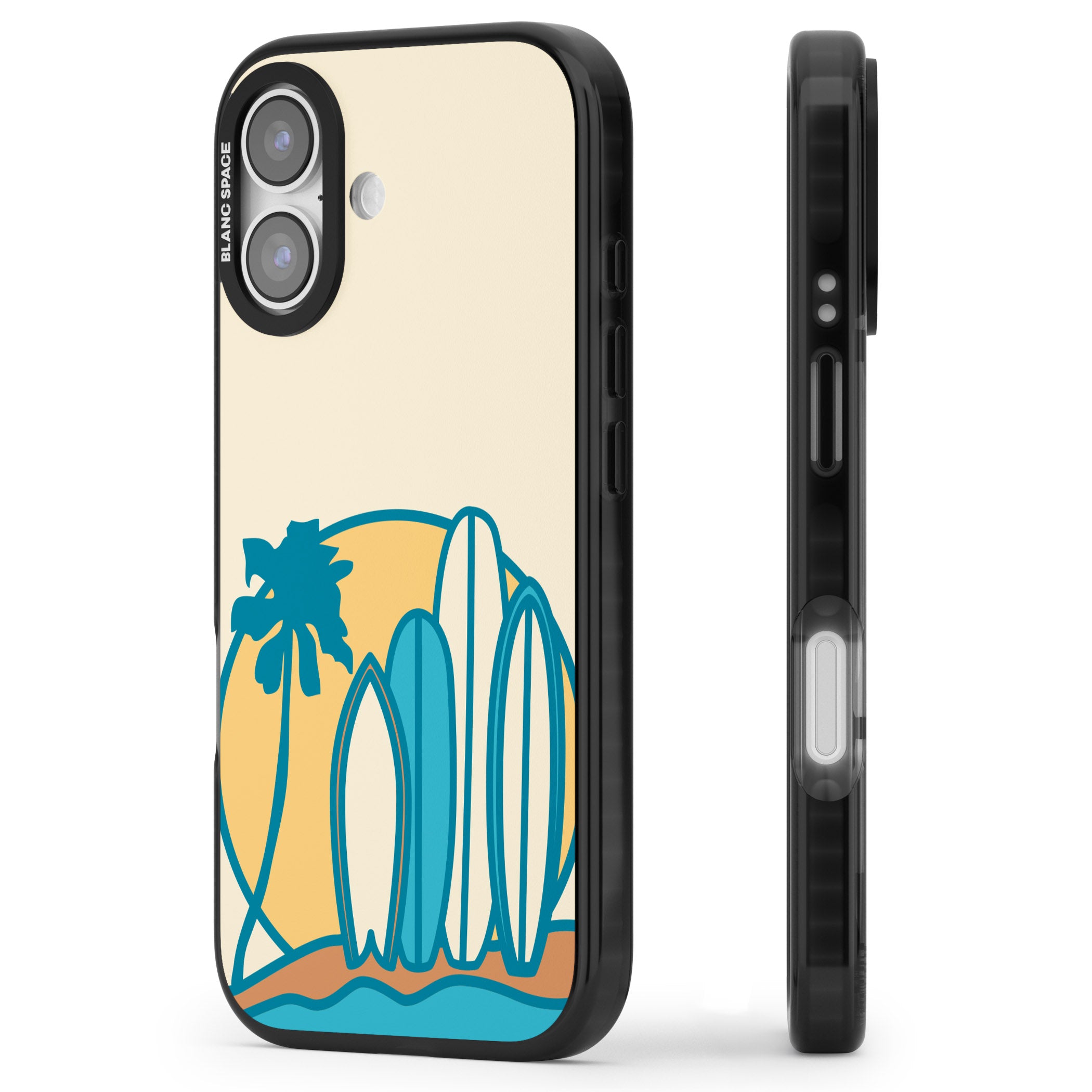 Coastal Surf Vibes iPhone 17 Impact Black Phone Case Side Profile