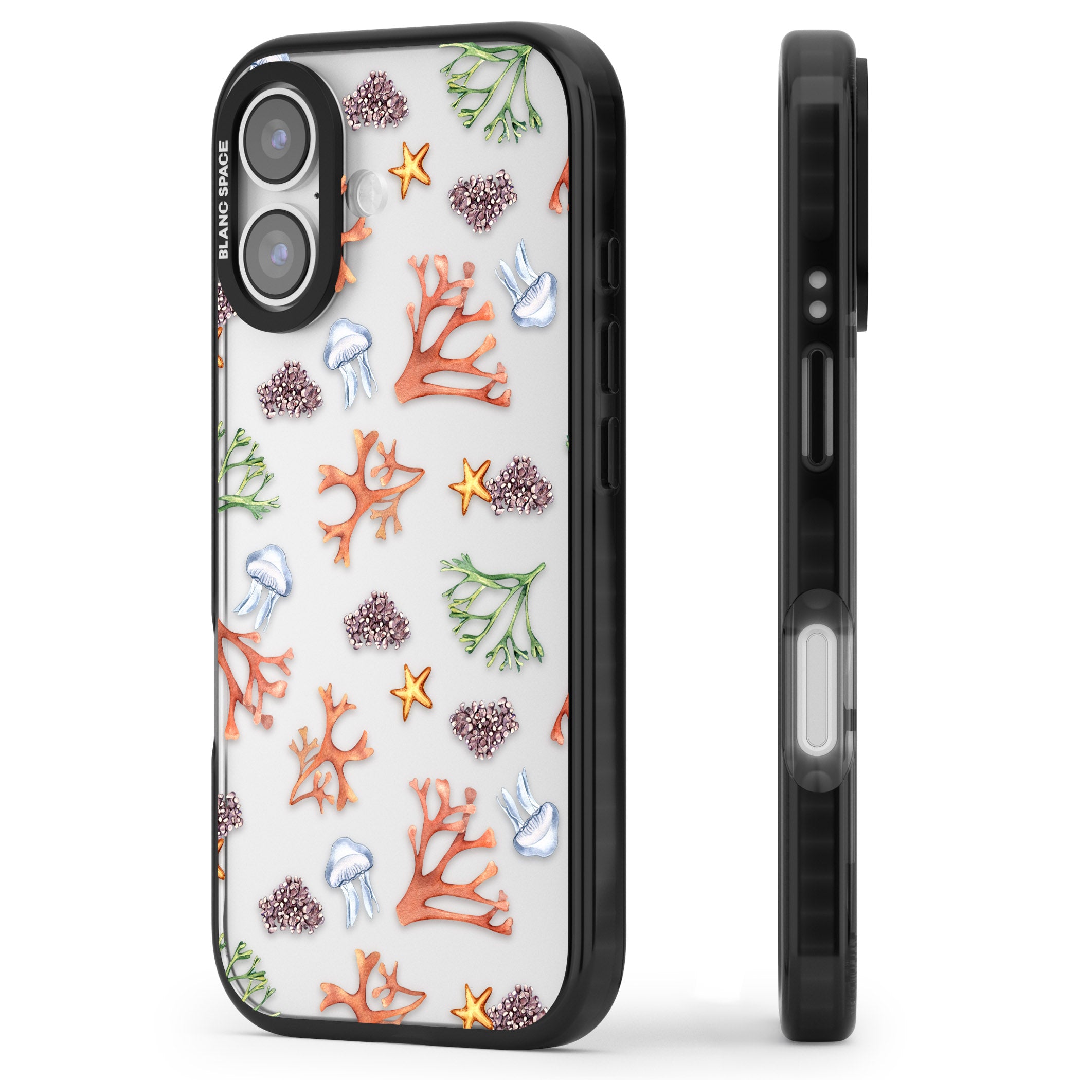 Coral & Jellyfish iPhone 17 Impact Black Phone Case Side Profile
